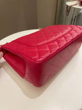Chanel Classic Quilted Jumbo Double Flap Red Lambskin - Bags - 11