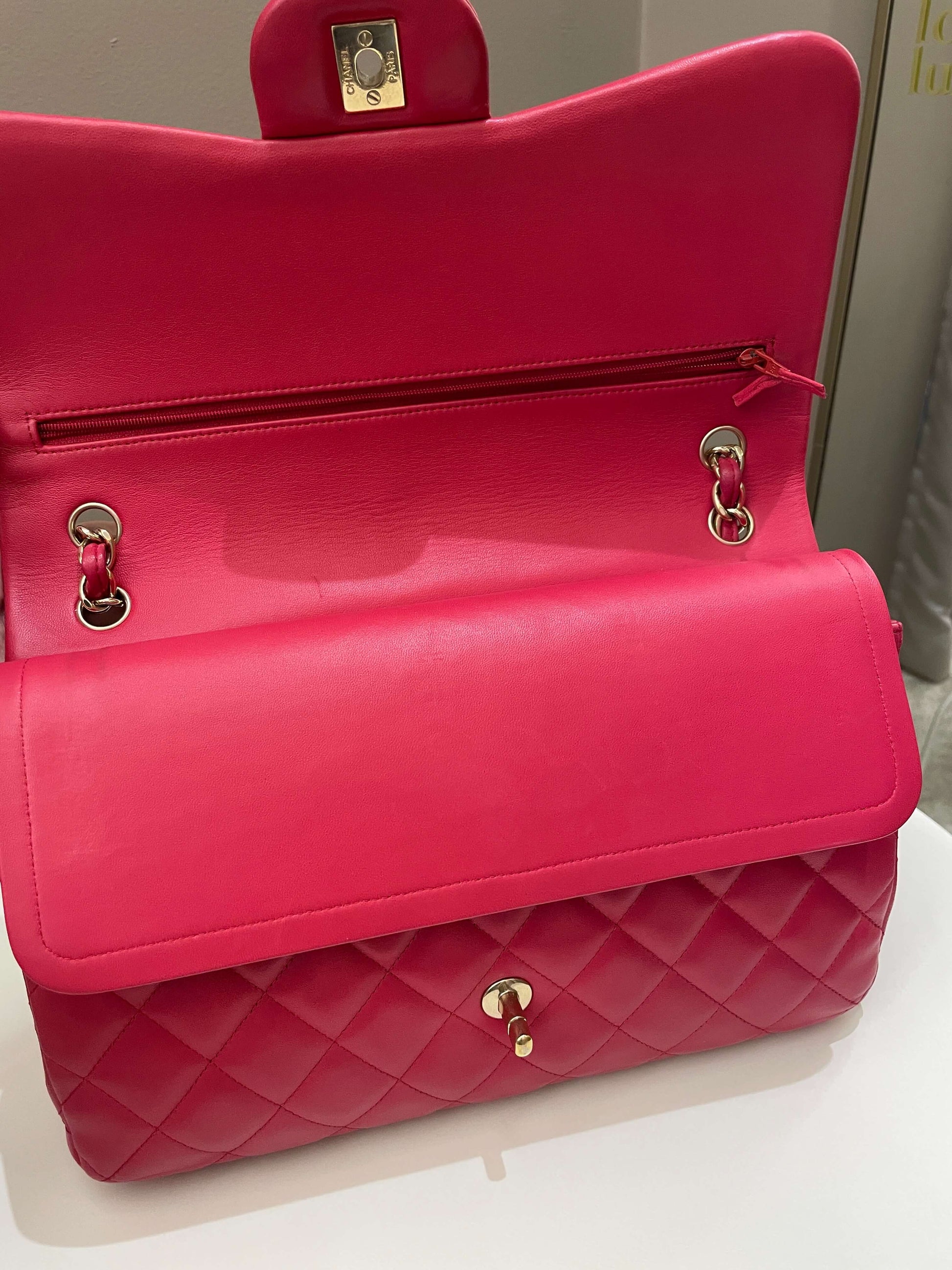 Chanel Classic Quilted Jumbo Double Flap Red Lambskin - Bags - 15