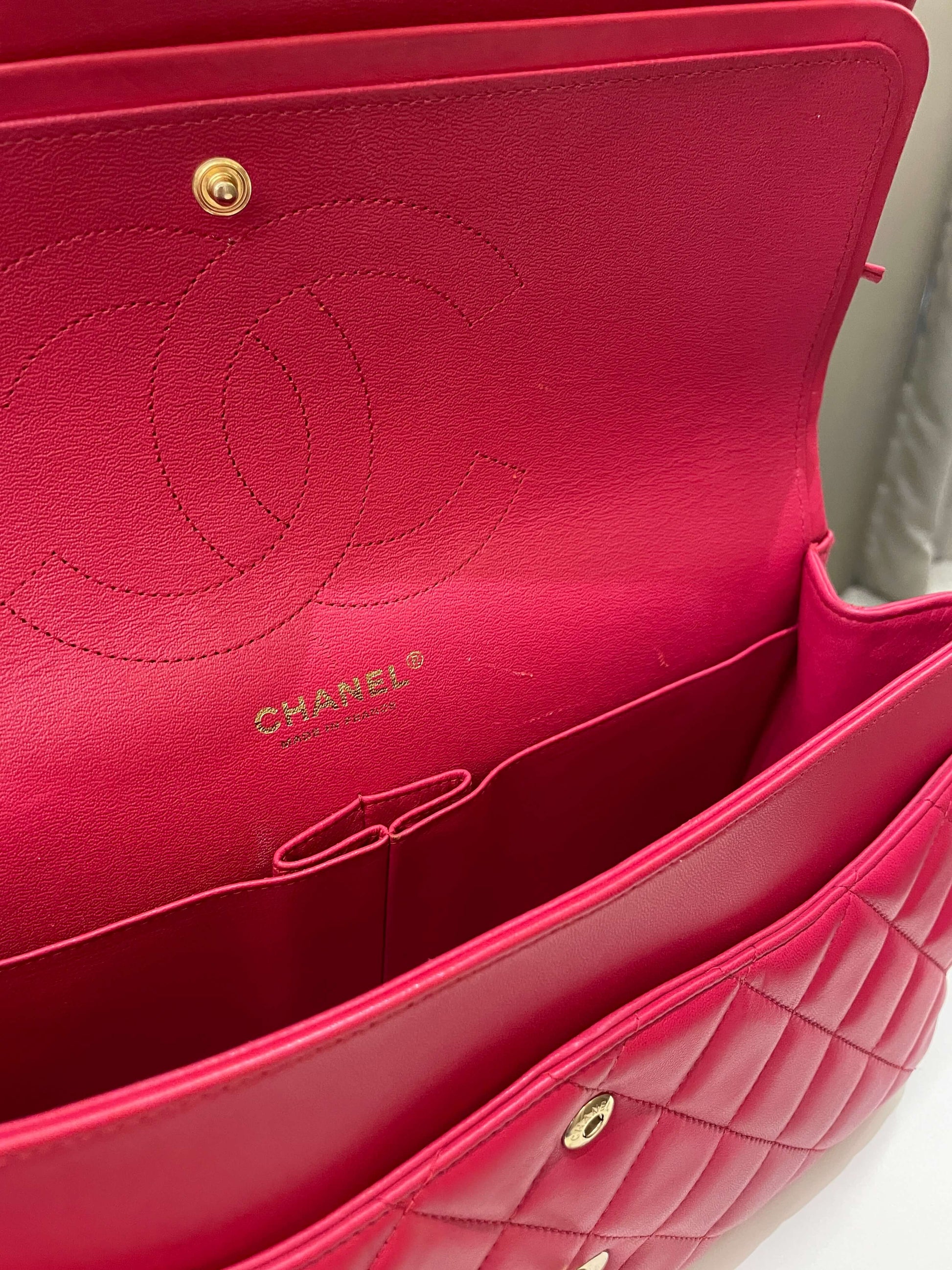 Chanel Classic Quilted Jumbo Double Flap Red Lambskin - Bags - 18