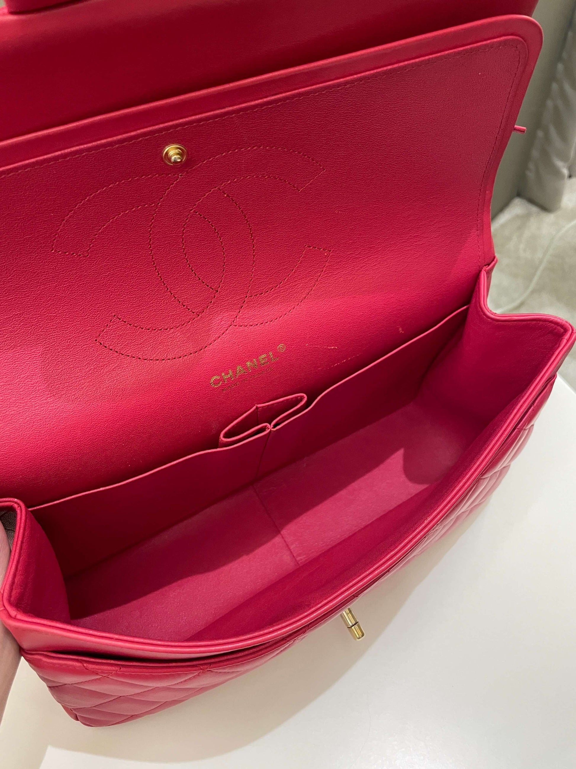 Chanel Classic Quilted Jumbo Double Flap Red Lambskin - Bags - 19