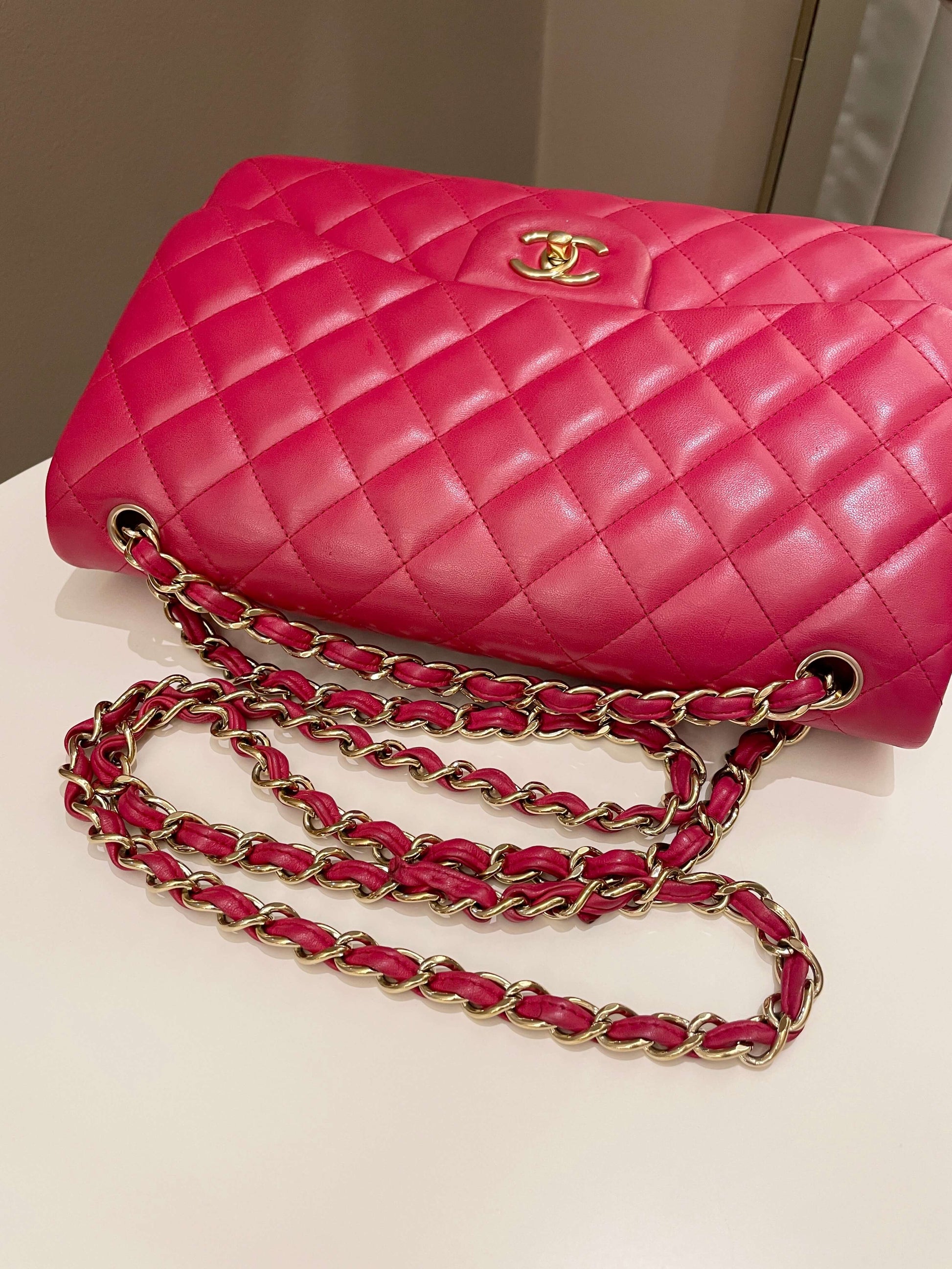 Chanel Classic Quilted Jumbo Double Flap Red Lambskin - Bags - 21