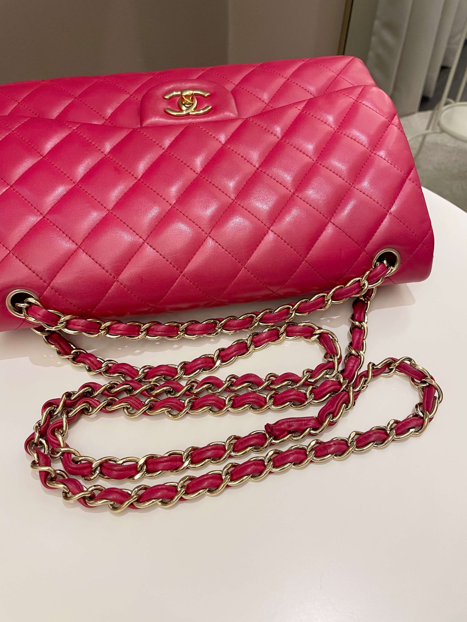 Chanel Classic Quilted Jumbo Double Flap Red Lambskin - Bags - 22