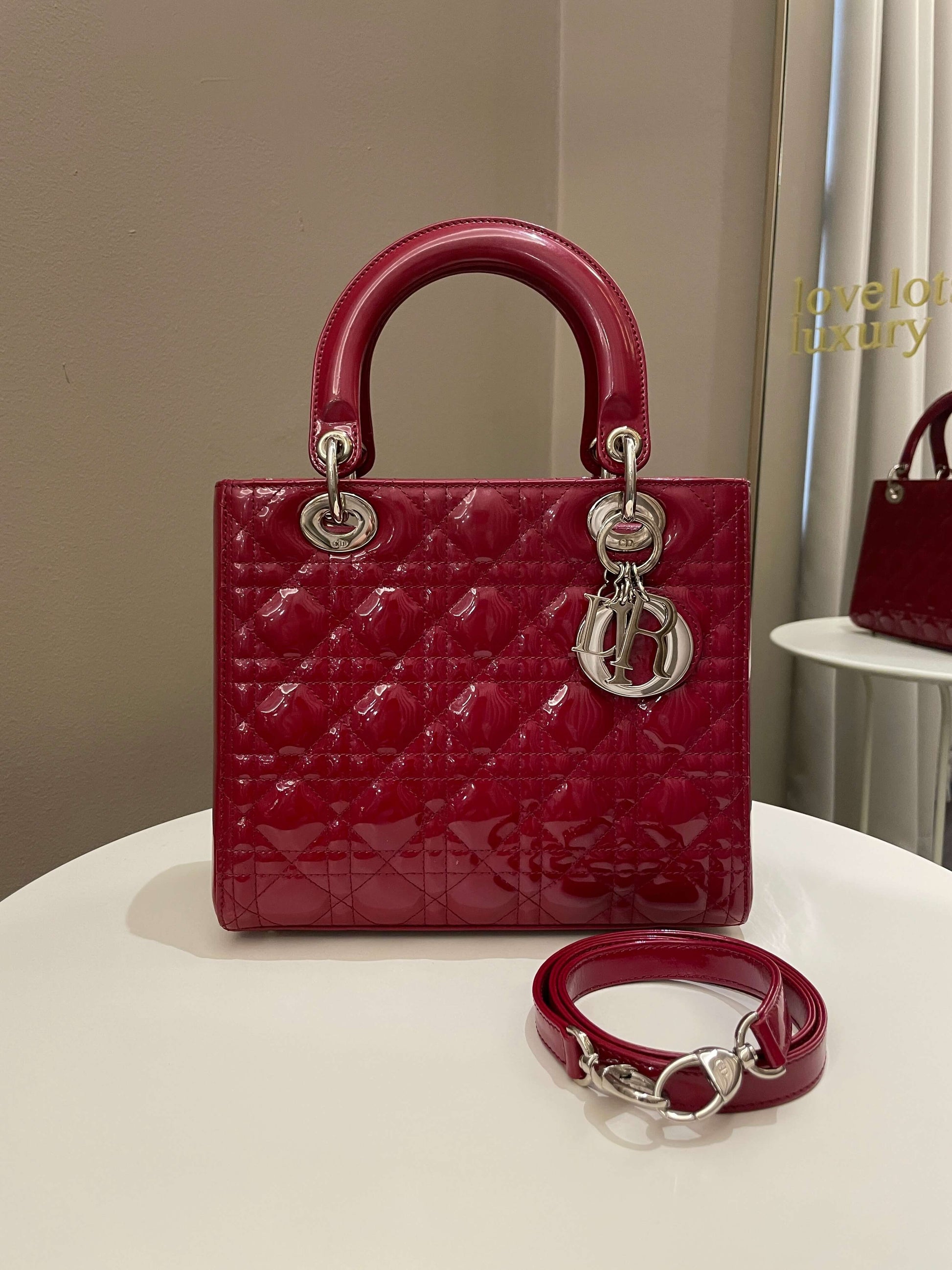 Dior Classic Lady Dior Red Patent - Bags