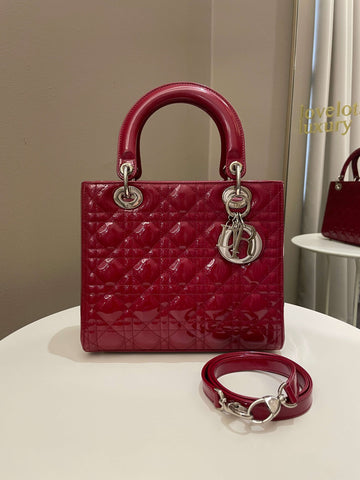 Dior Classic Lady Dior Red Patent - Bags