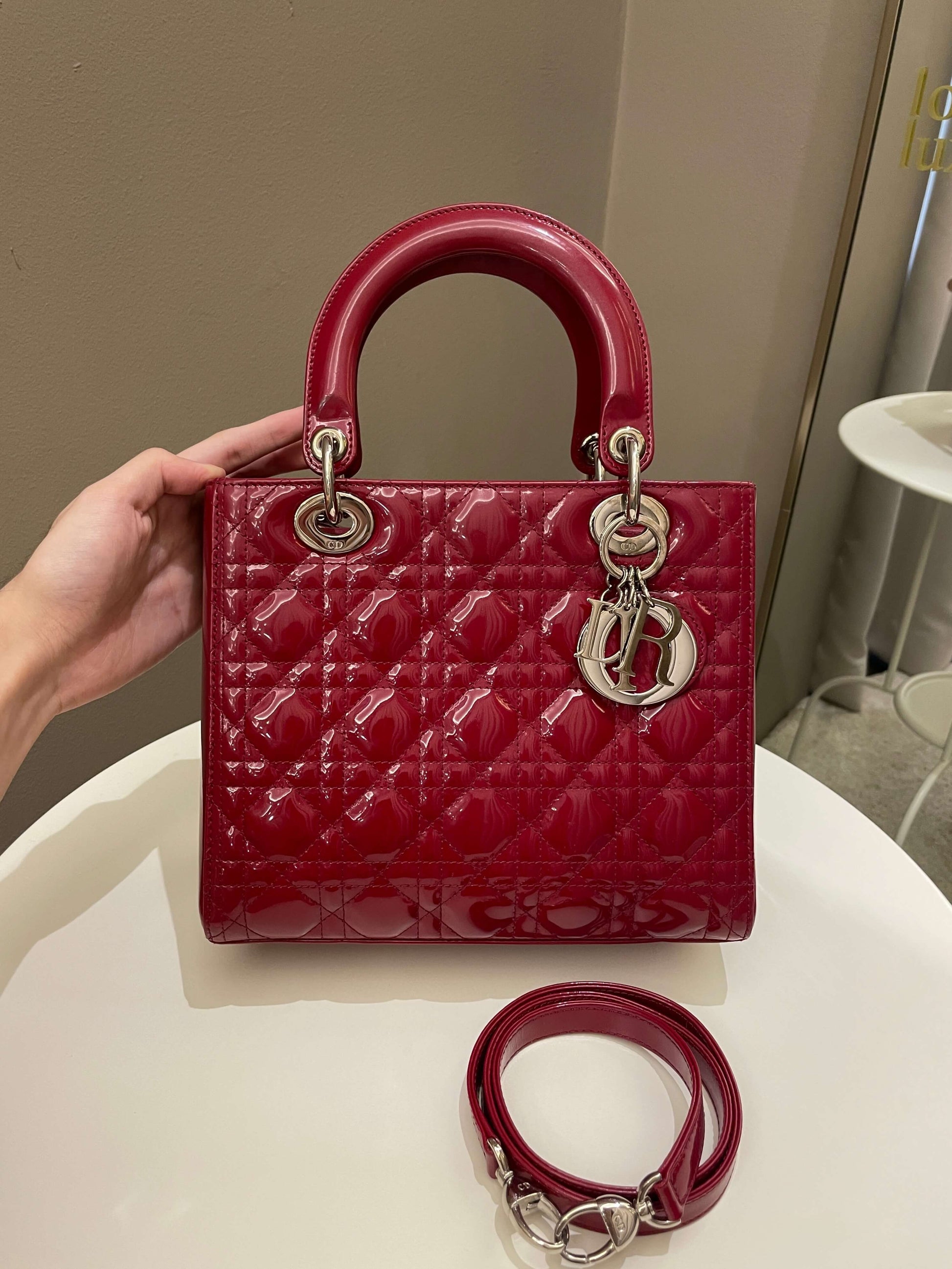 Dior Classic Lady Dior Red Patent - Bags - 19