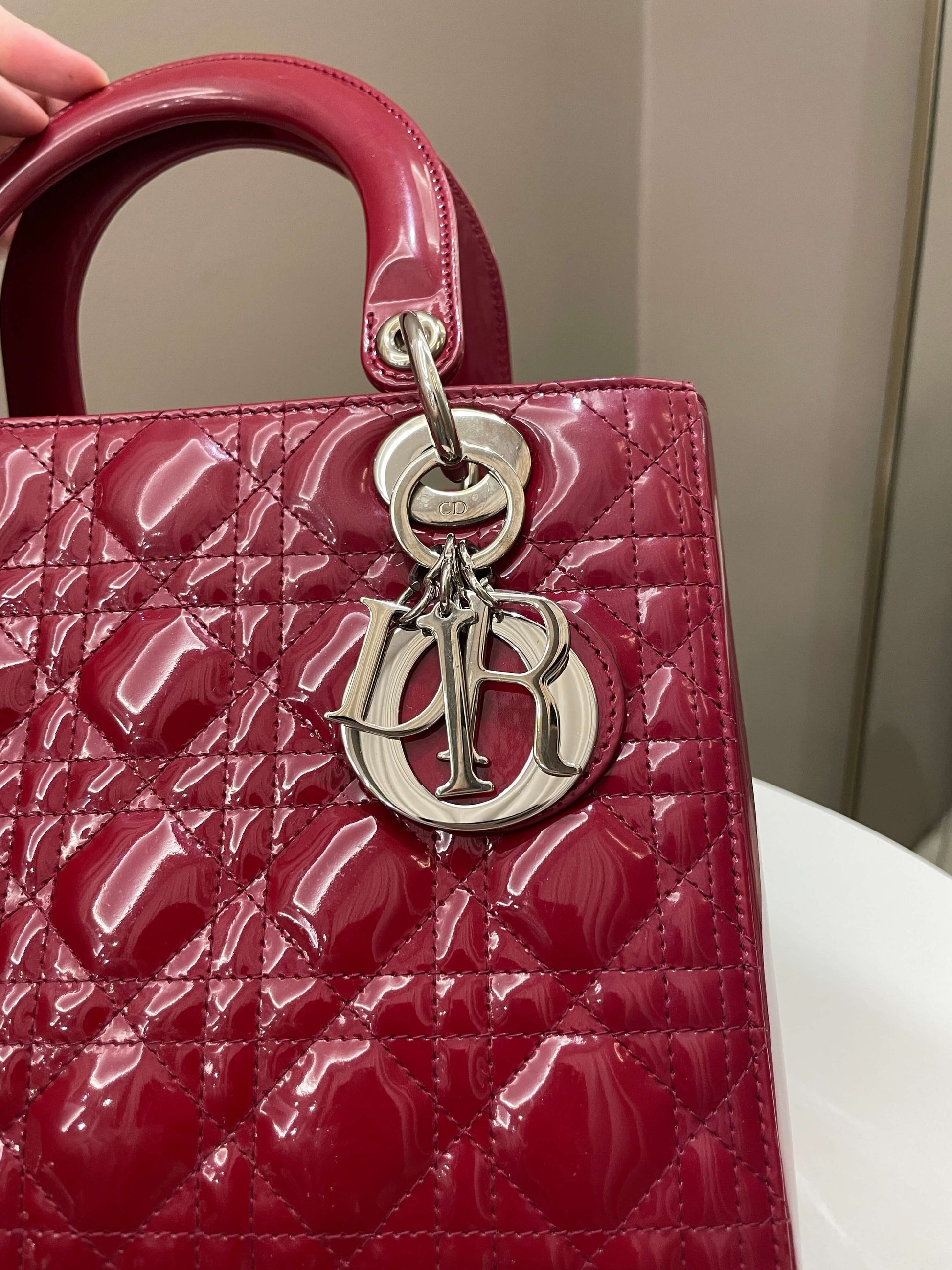 Dior Classic Lady Dior Red Patent - Bags - 3