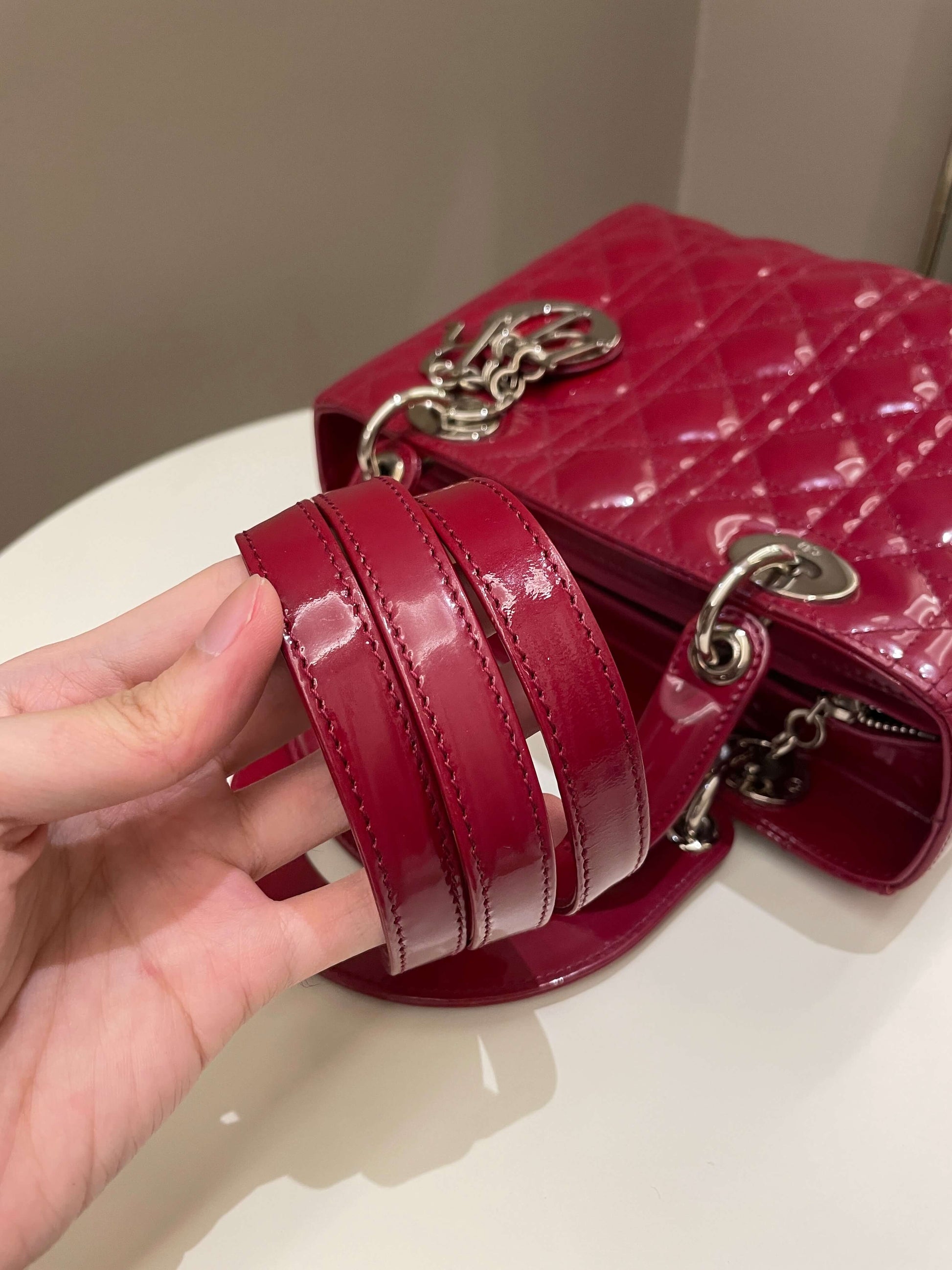 Dior Classic Lady Dior Red Patent - Bags - 17