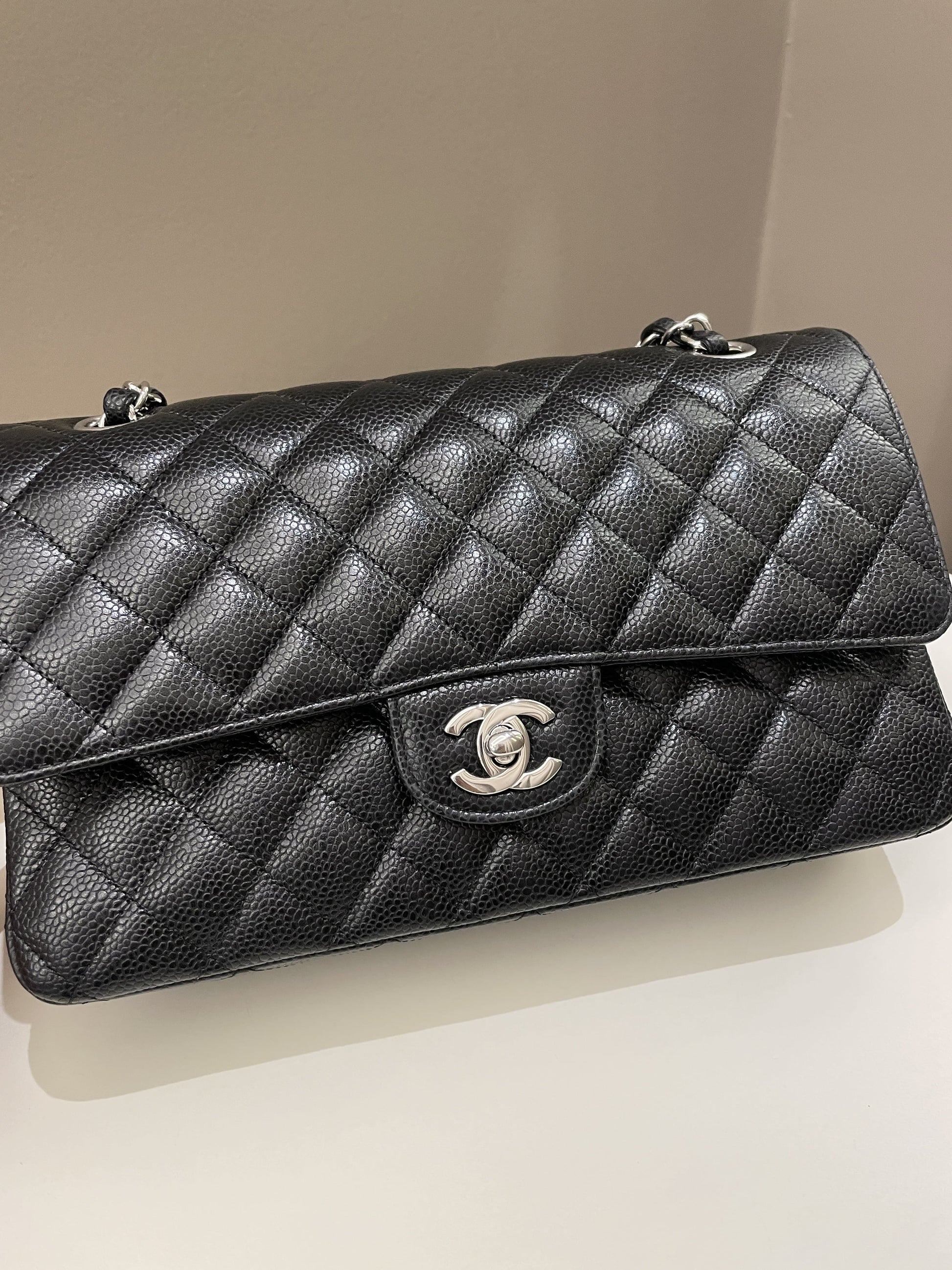 Chanel Classic Quilted Medium Double Flap Black Caviar - Bags
