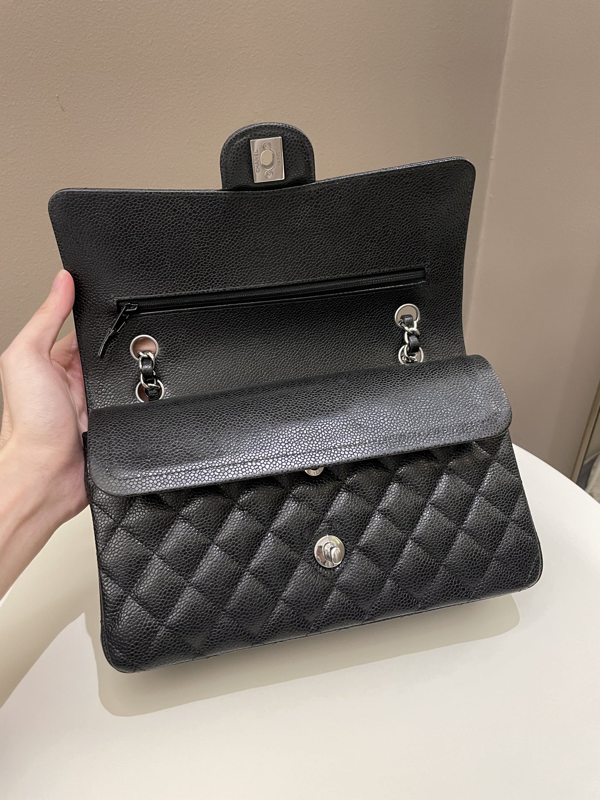 Chanel Classic Quilted Medium Double Flap Black Caviar - Bags - 13