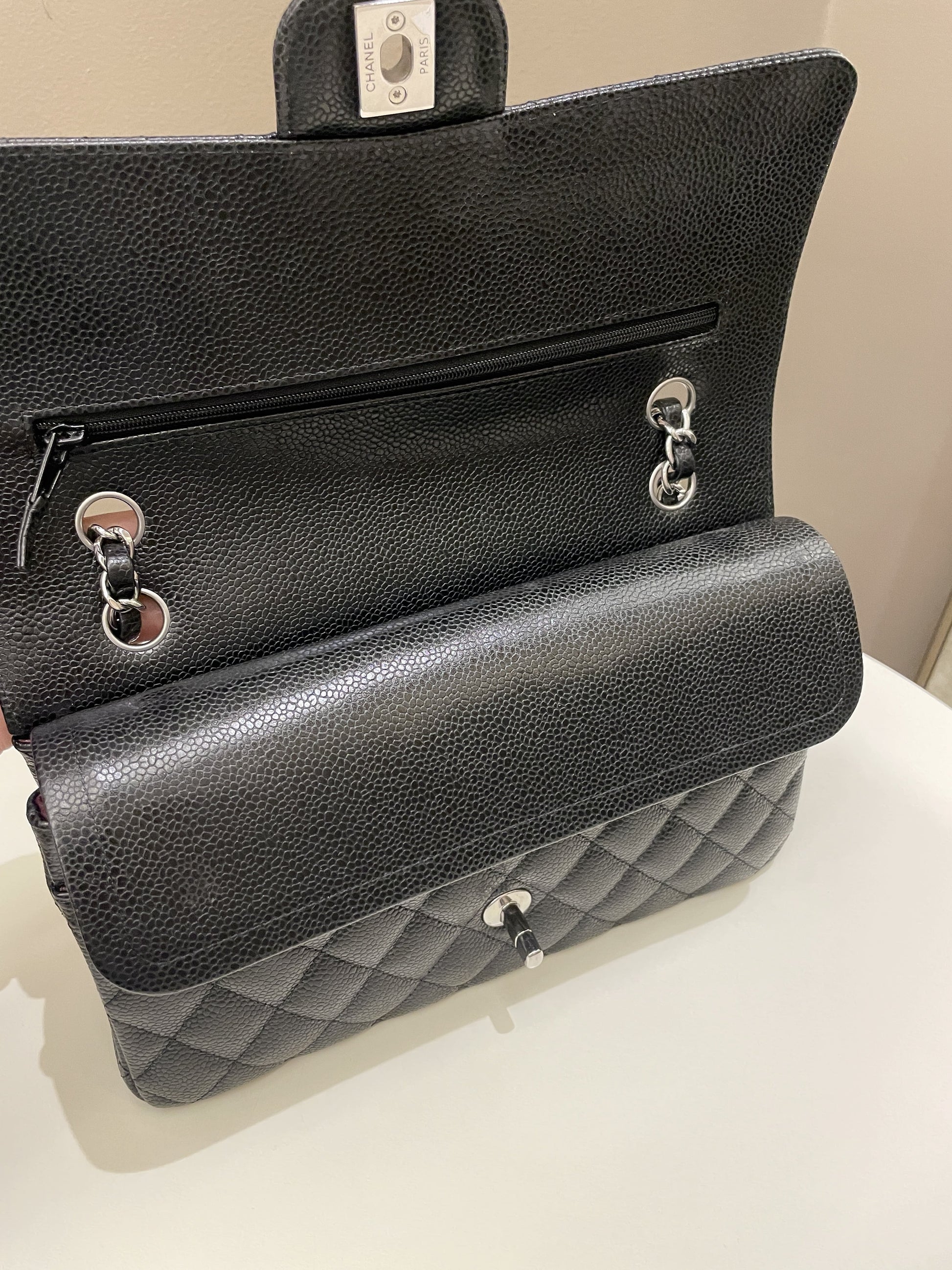 Chanel Classic Quilted Medium Double Flap Black Caviar - Bags - 15
