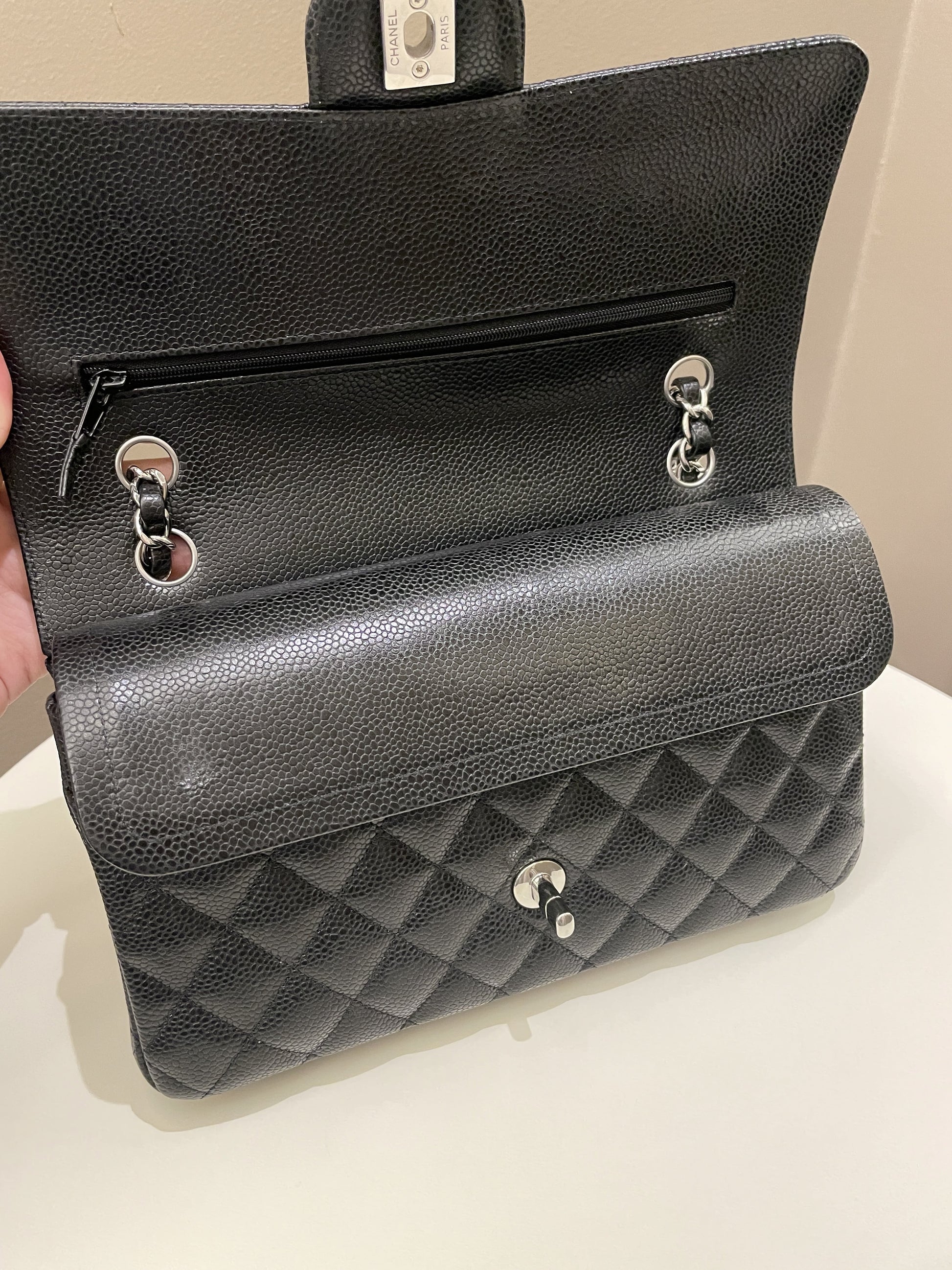 Chanel Classic Quilted Medium Double Flap Black Caviar - Bags - 16