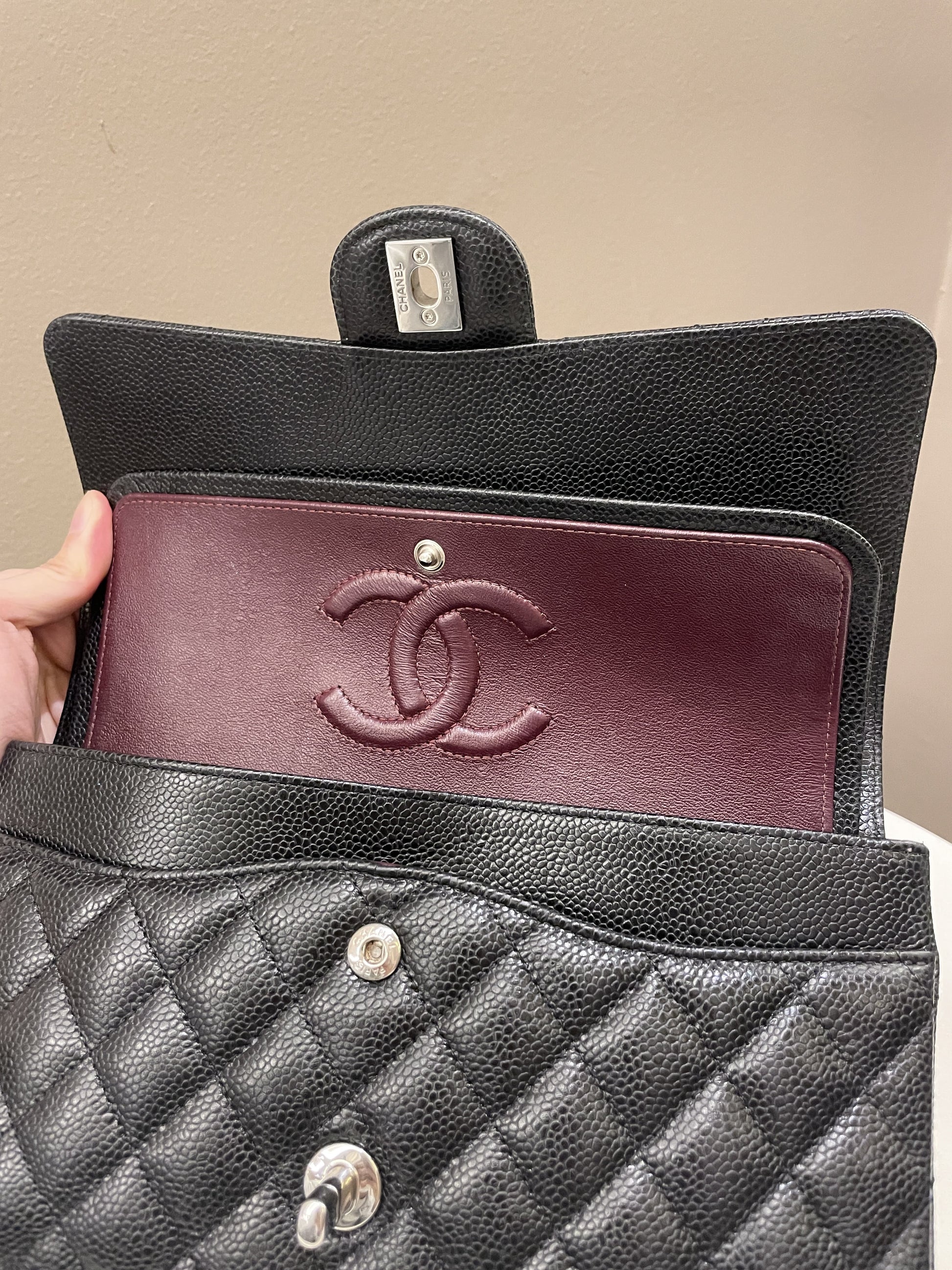 Chanel Classic Quilted Medium Double Flap Black Caviar - Bags - 17