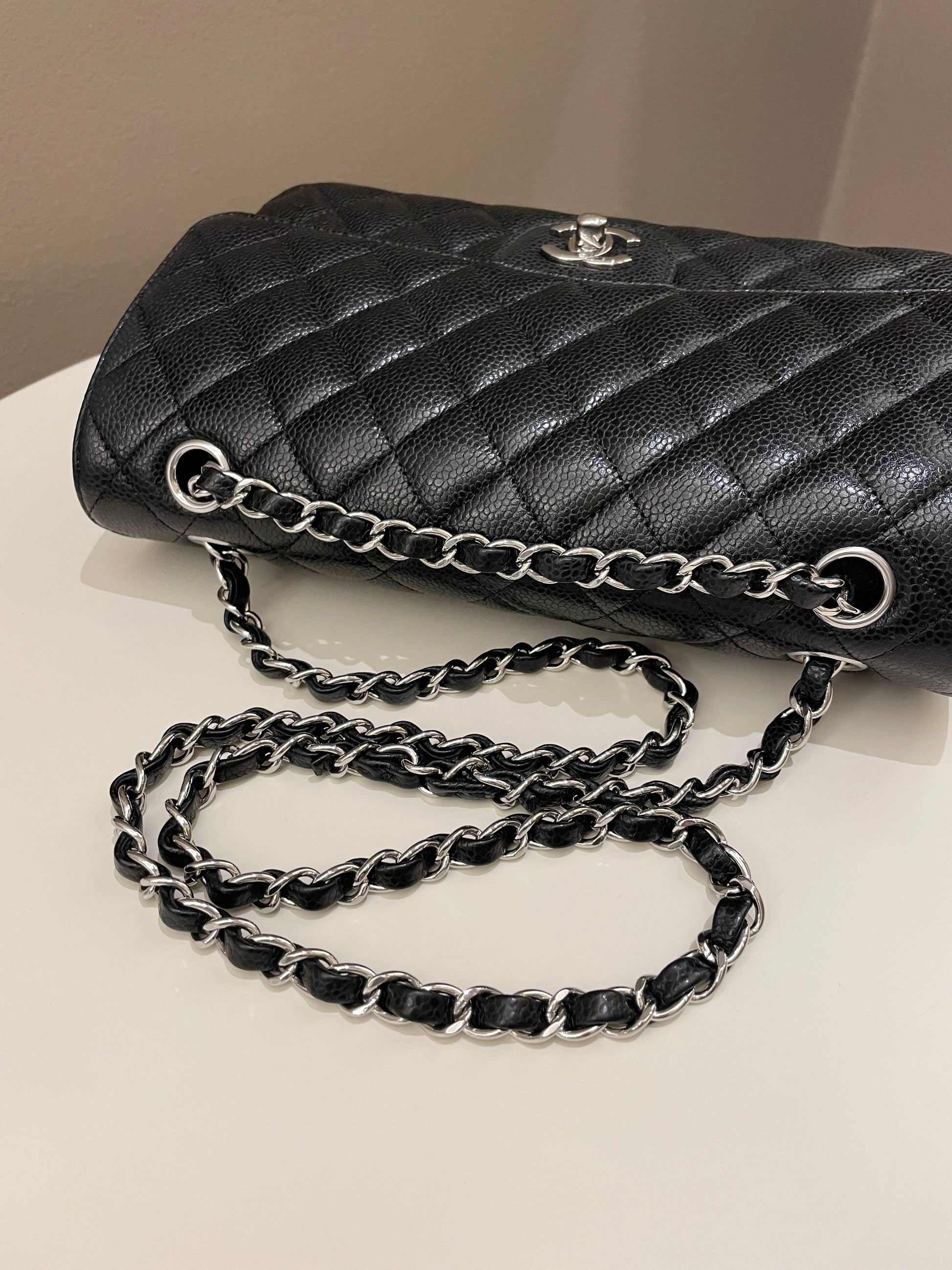 Chanel Classic Quilted Medium Double Flap Black Caviar - Bags - 21