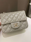 Chanel Classic Quilted Mini Square Grey Lambskin - Bags - 2
