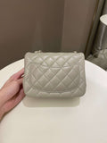 Chanel Classic Quilted Mini Square Grey Lambskin - Bags - 4