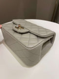 Chanel Classic Quilted Mini Square Grey Lambskin - Bags - 10