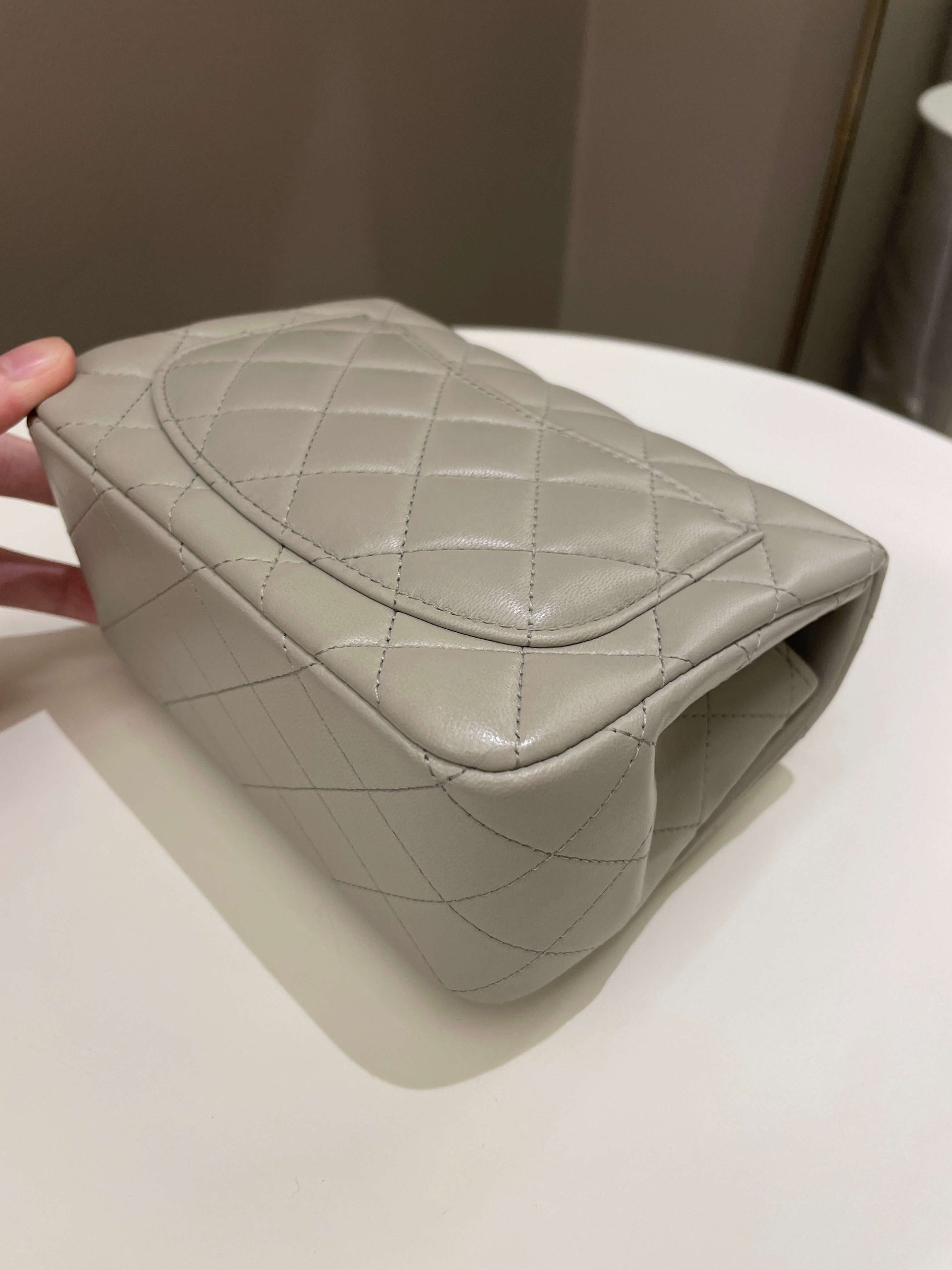 Chanel Classic Quilted Mini Square Grey Lambskin - Bags - 12