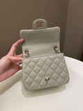 Chanel Classic Quilted Mini Square Grey Lambskin - Bags - 13