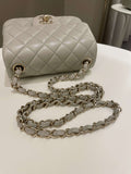 Chanel Classic Quilted Mini Square Grey Lambskin - Bags - 18