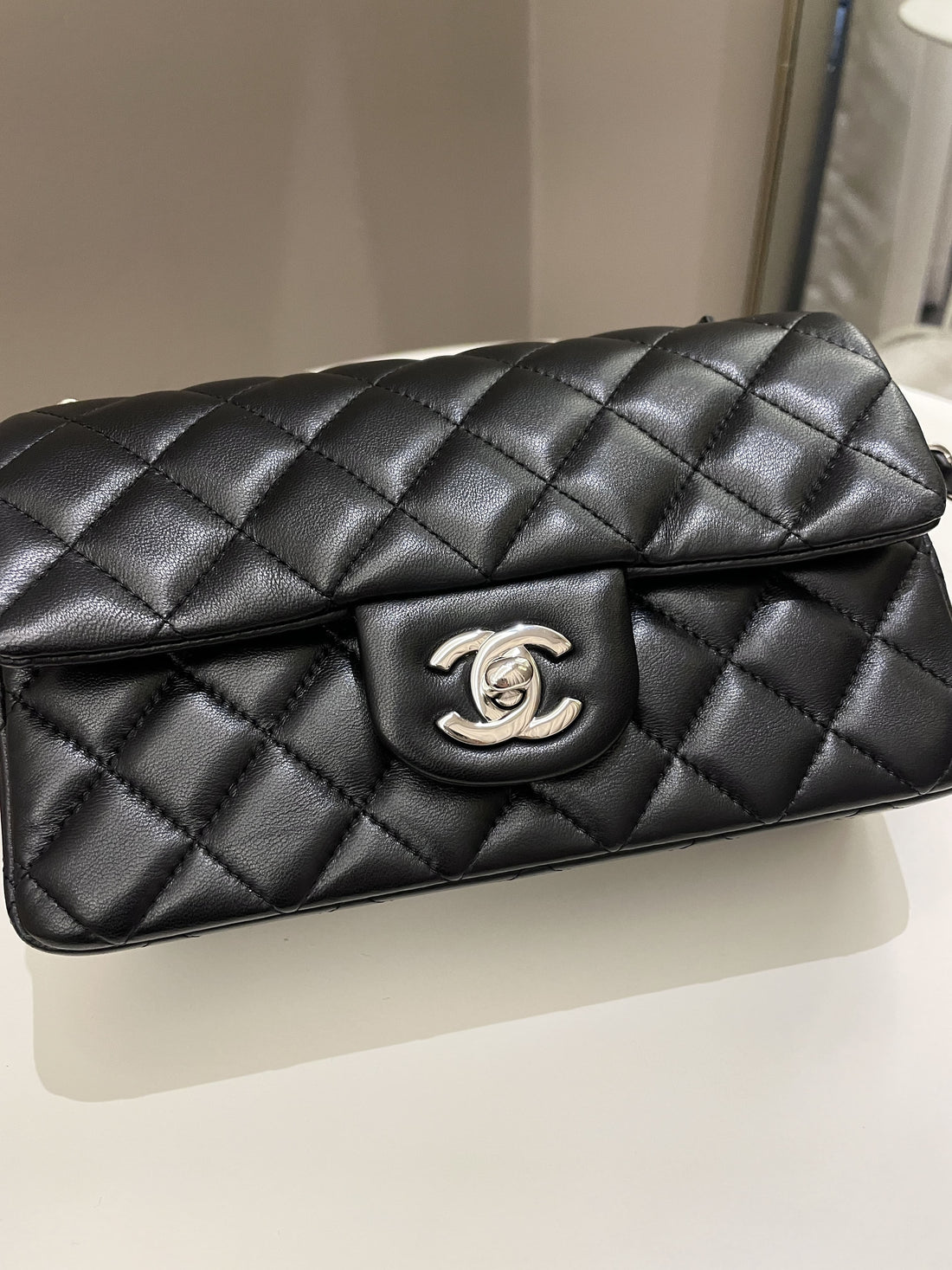 Chanel Classic Quilted Mini Rectangular Black Lambskin - Bags