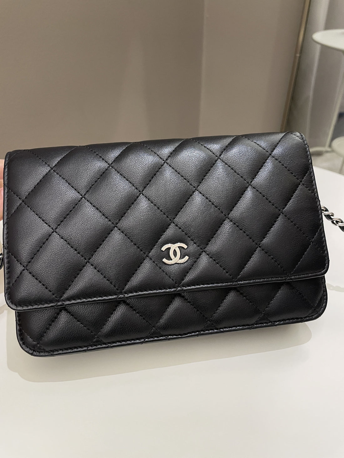 Chanel Classic Quilted Wallet on Chain Black Lambskin - Bags