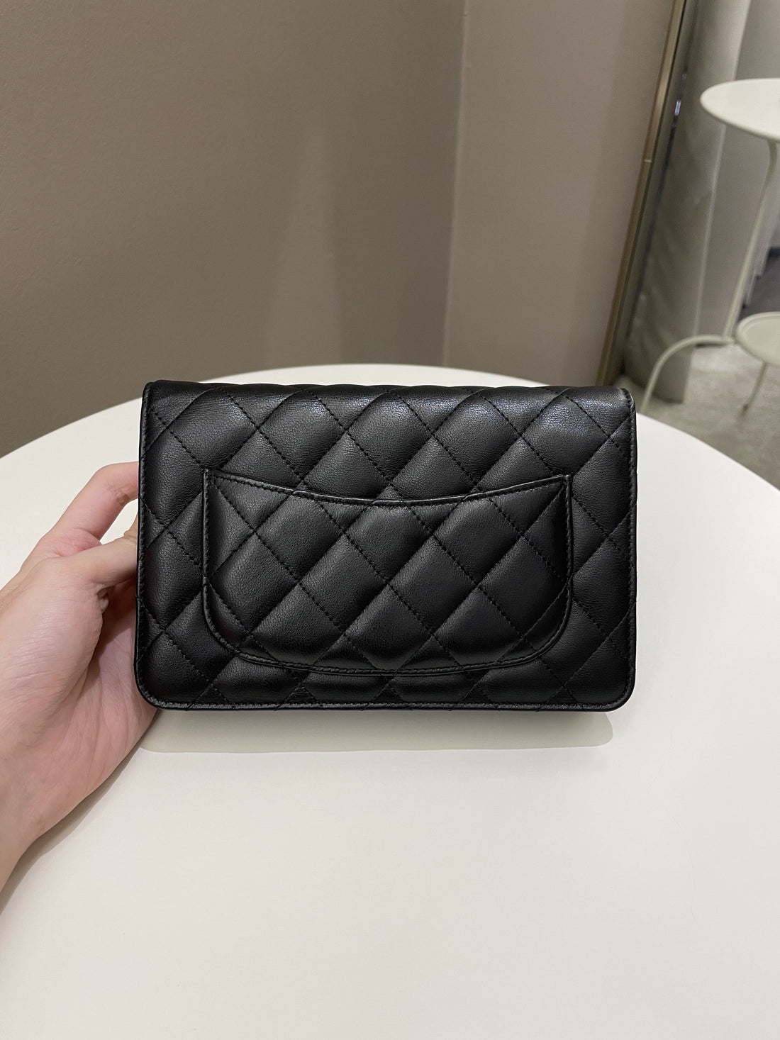 Chanel Classic Quilted Wallet on Chain Black Lambskin - Bags