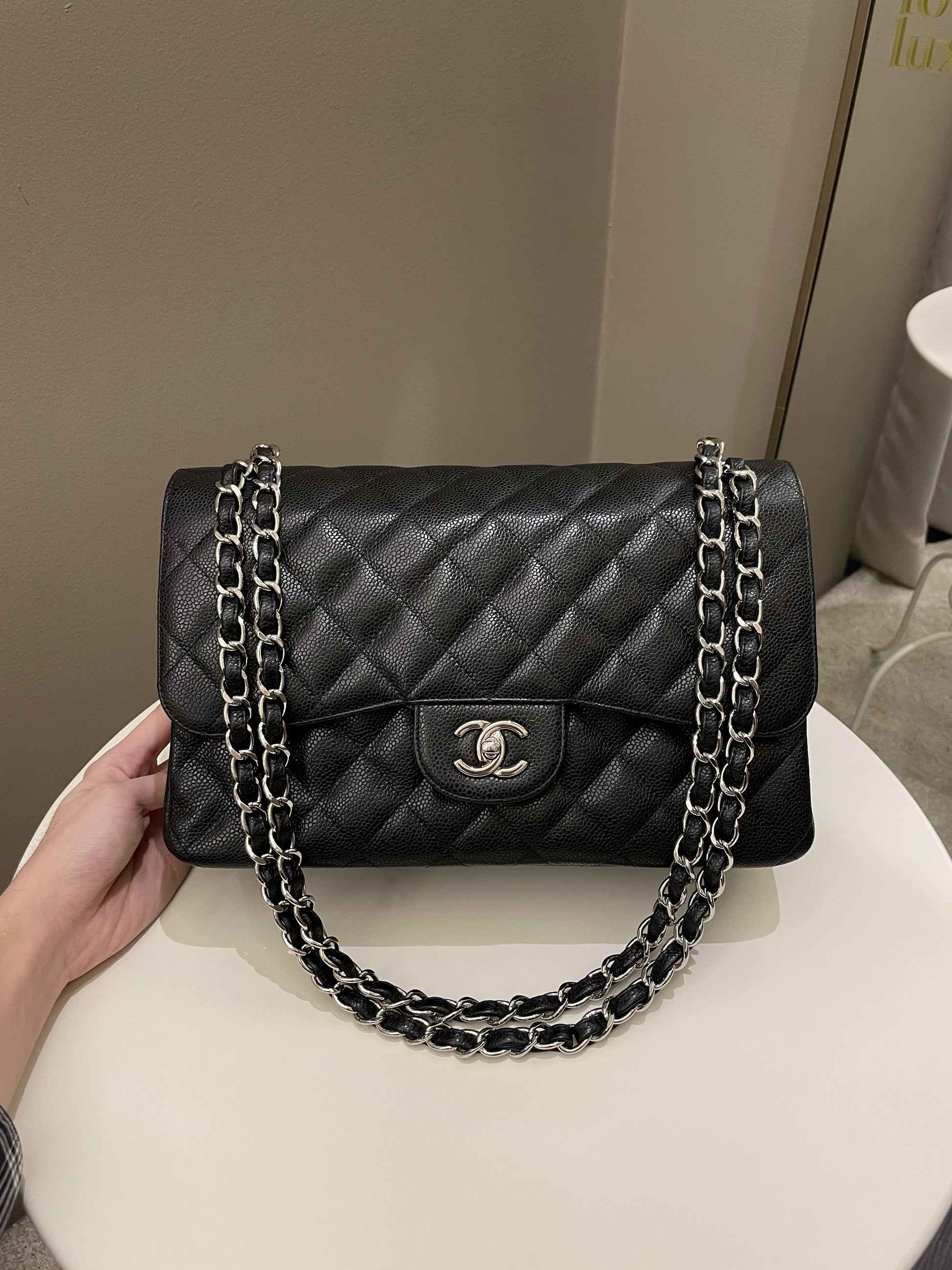 Chanel Classic Quilted Jumbo Double Flap Black Caviar - Bags - 23