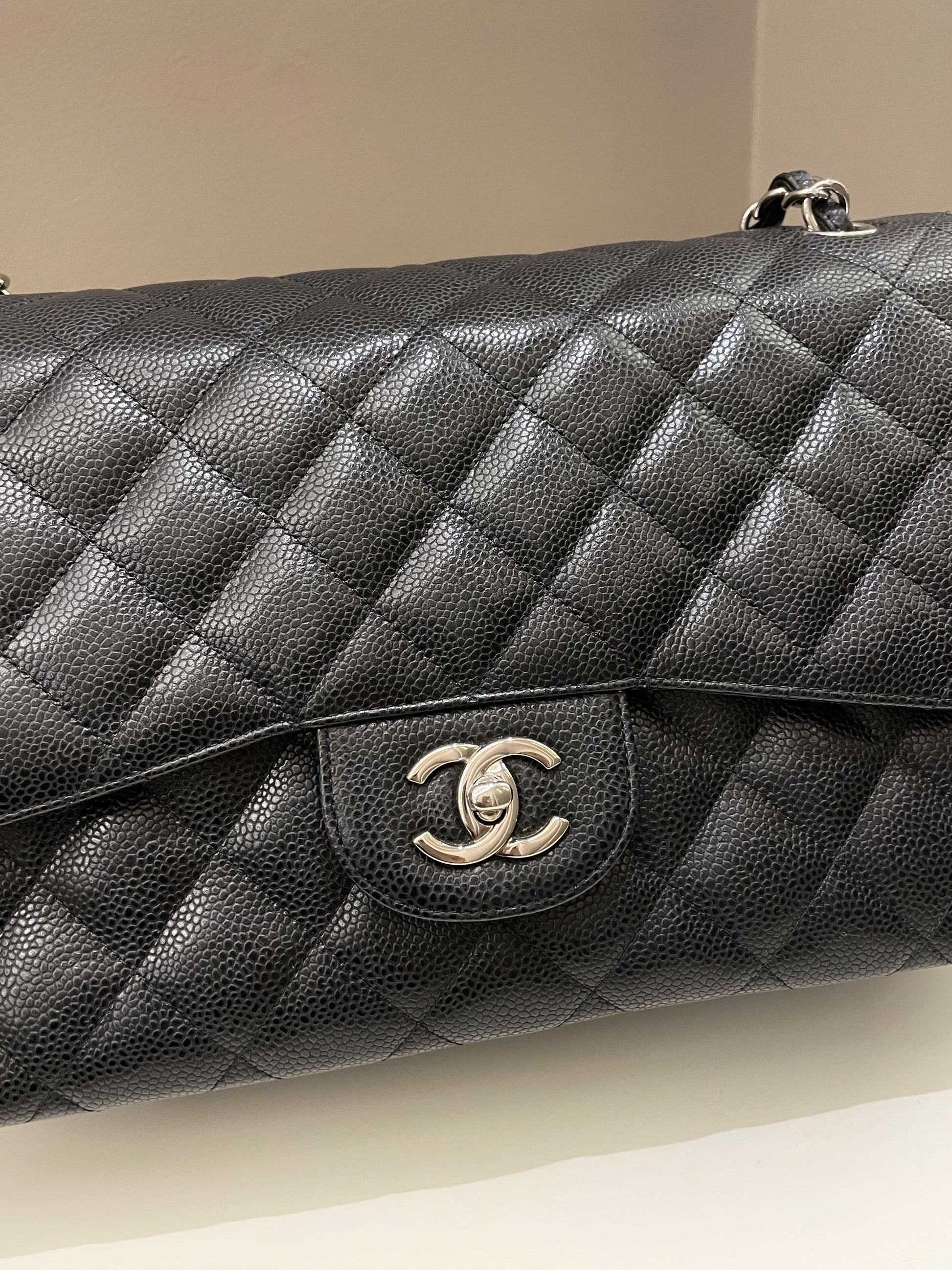 Chanel Classic Quilted Jumbo Double Flap Black Caviar - Bags - 3