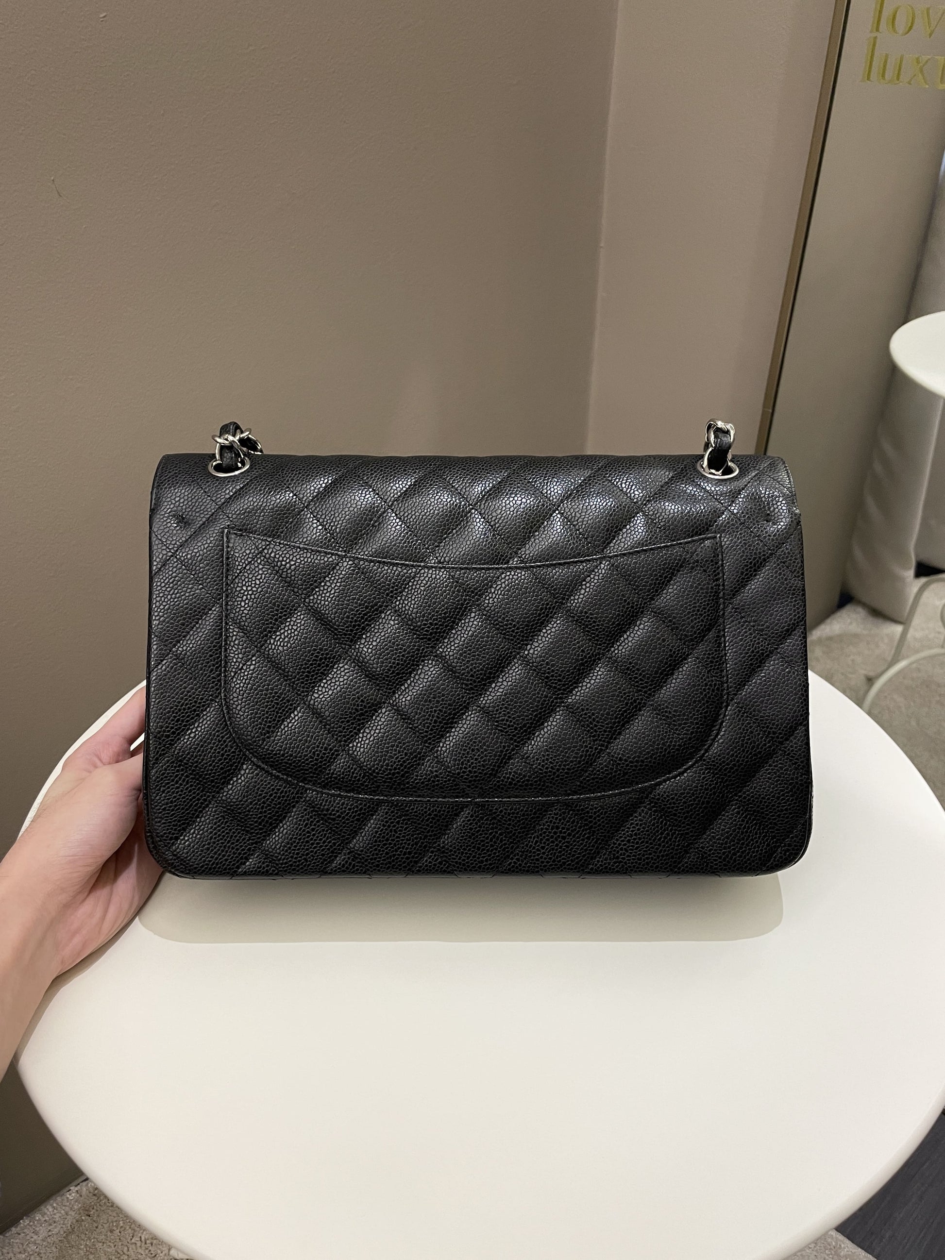 Chanel Classic Quilted Jumbo Double Flap Black Caviar - Bags - 4