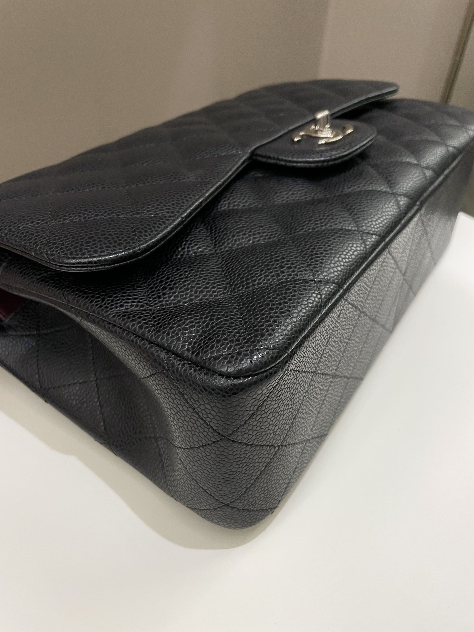 Chanel Classic Quilted Jumbo Double Flap Black Caviar - Bags - 9