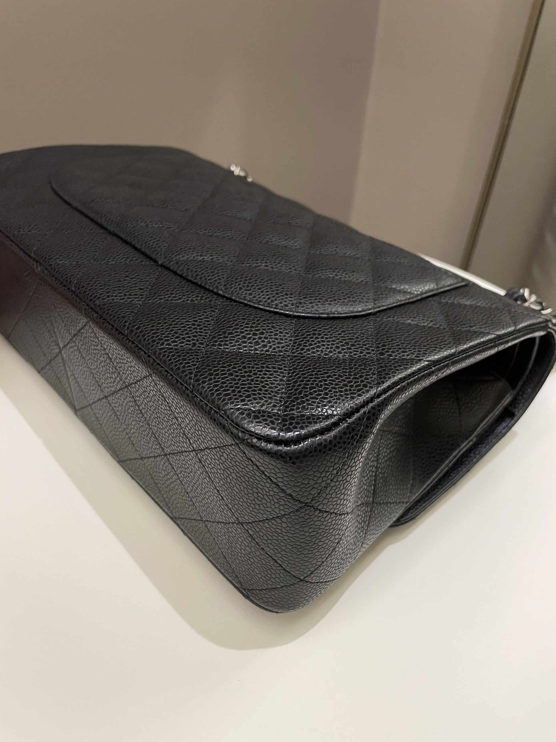 Chanel Classic Quilted Jumbo Double Flap Black Caviar - Bags - 12