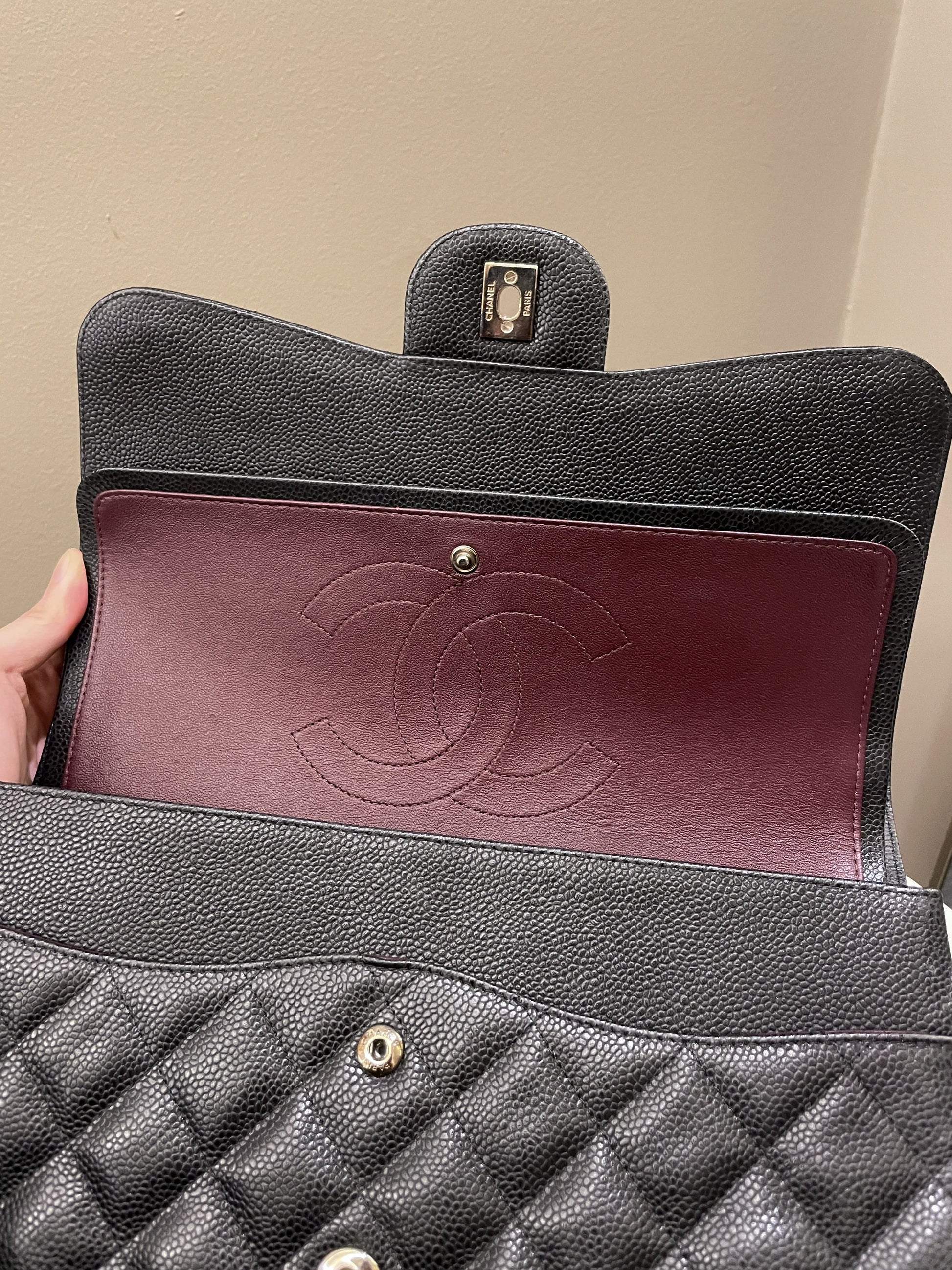 Chanel Classic Quilted Jumbo Double Flap Black Caviar - Bags - 17