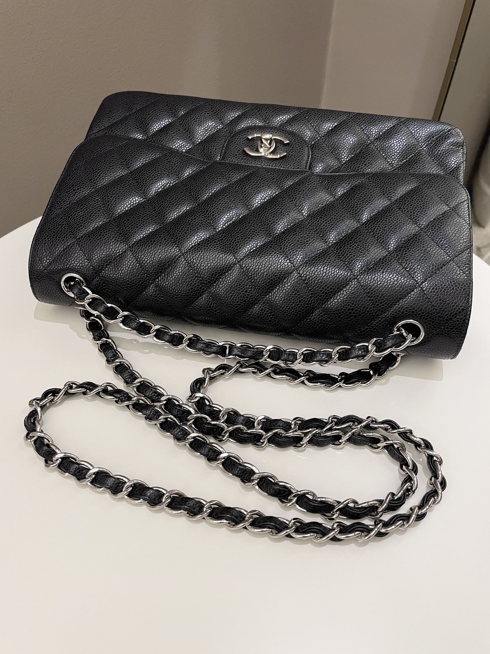 Chanel Classic Quilted Jumbo Double Flap Black Caviar - Bags - 21