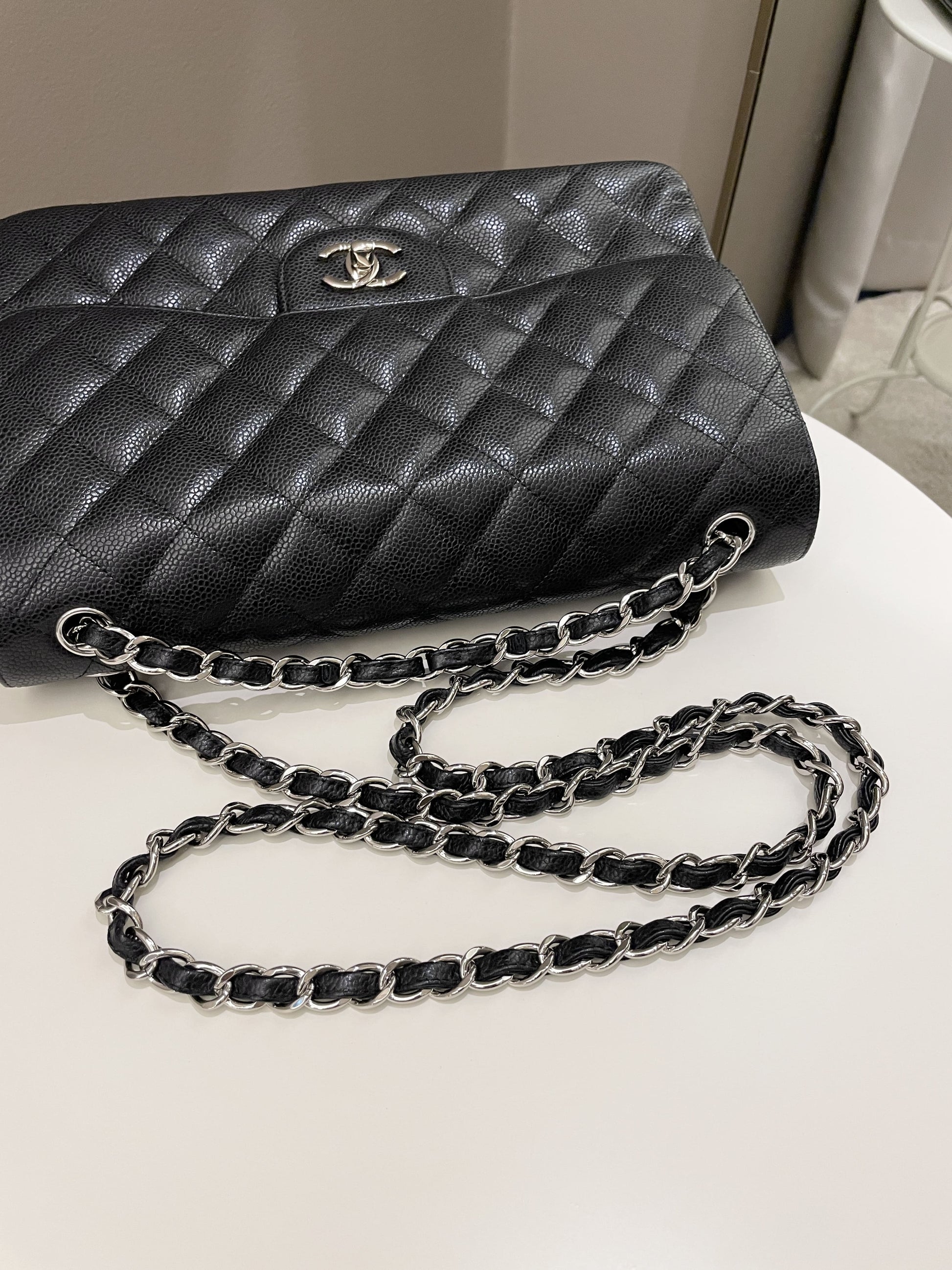 Chanel Classic Quilted Jumbo Double Flap Black Caviar - Bags - 22