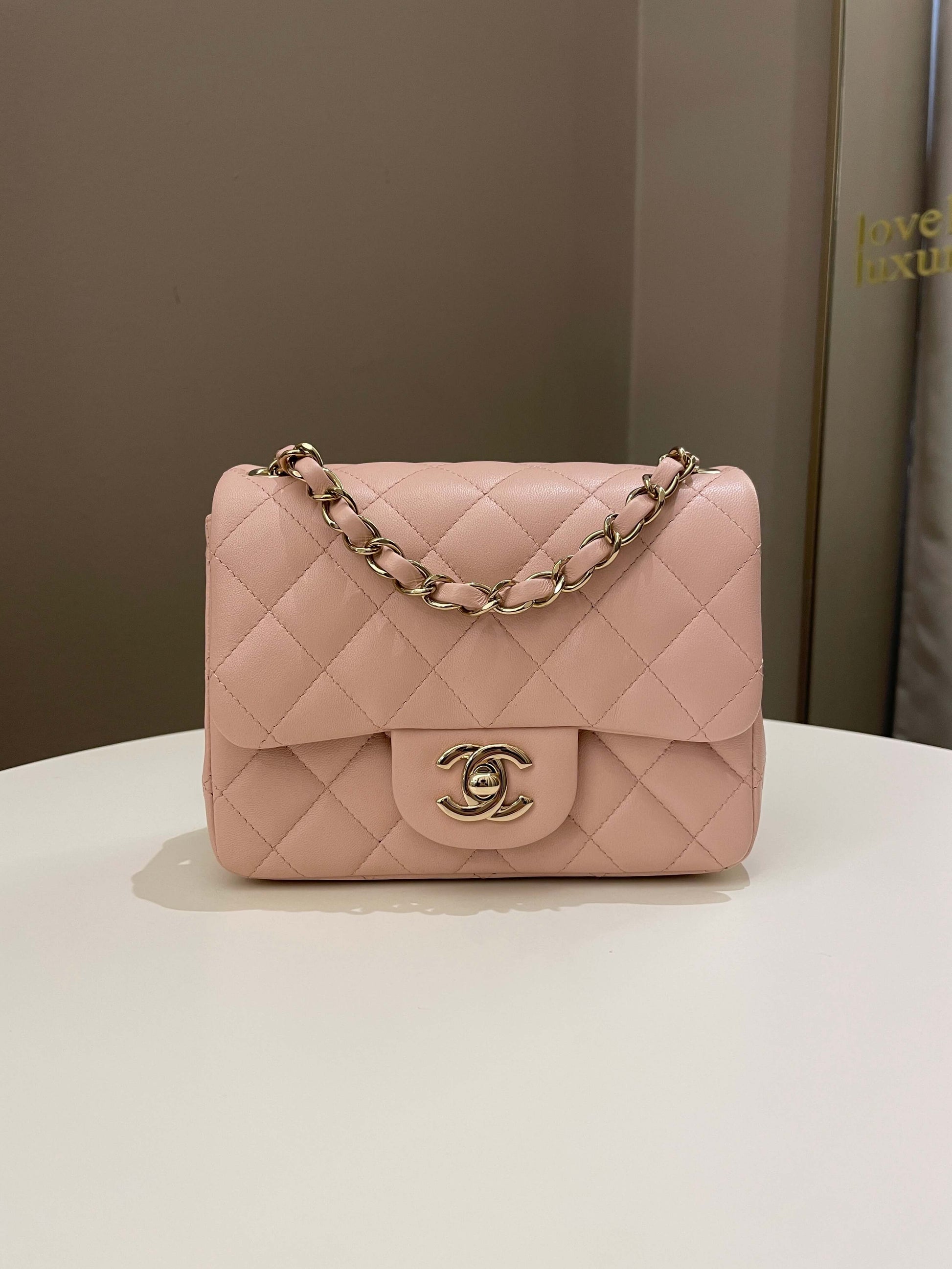 Chanel Classic Quilted Mini Square Light Pink Lambskin - Bags - 3