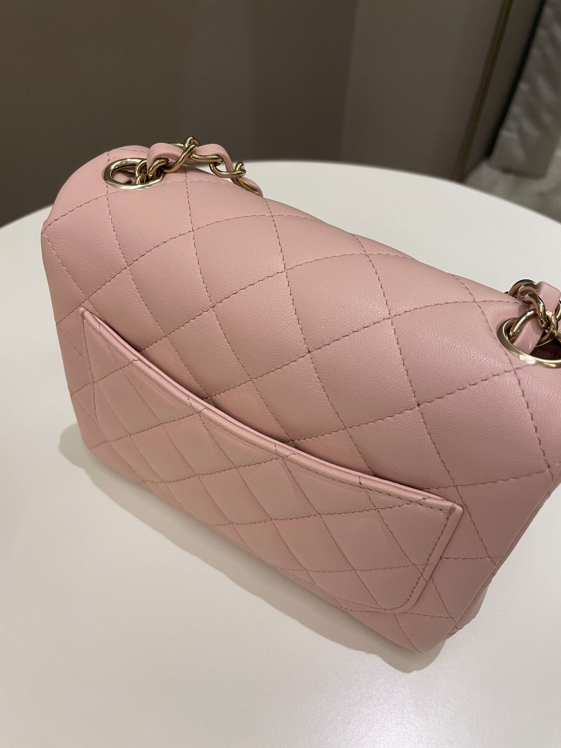 Chanel Classic Quilted Mini Square Light Pink Lambskin - Bags - 5