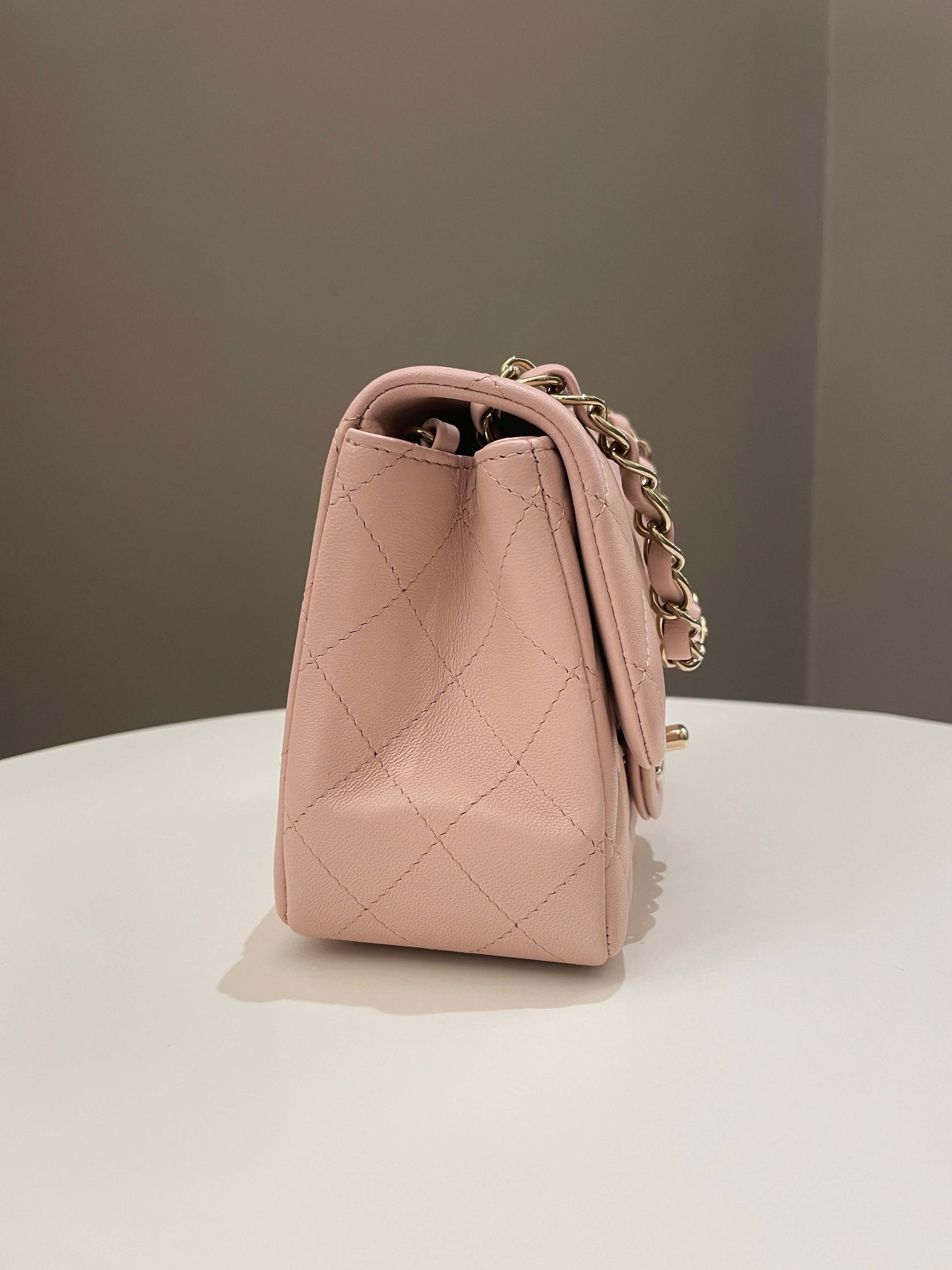 Chanel Classic Quilted Mini Square Light Pink Lambskin - Bags - 6