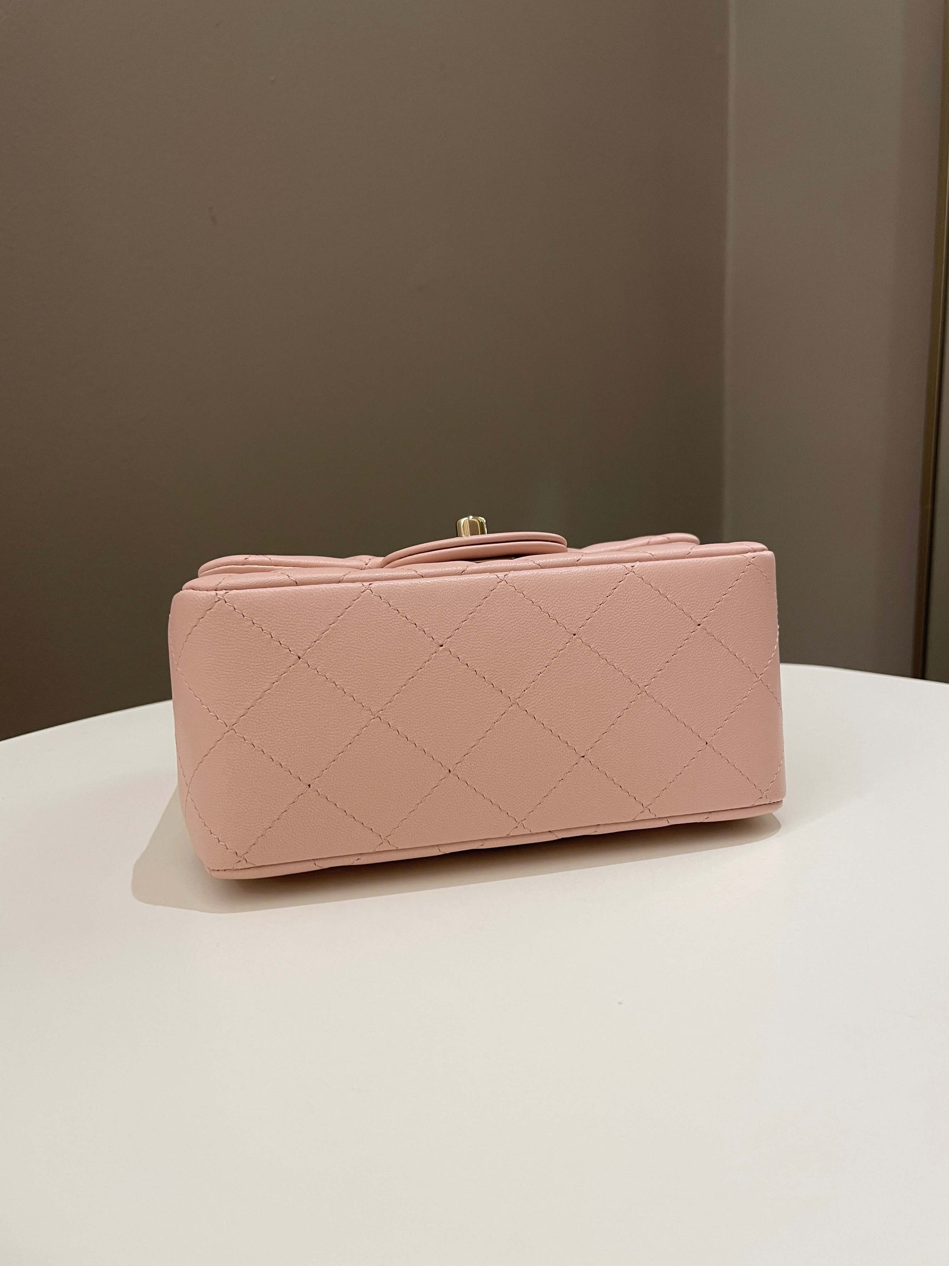 Chanel Classic Quilted Mini Square Light Pink Lambskin - Bags - 8