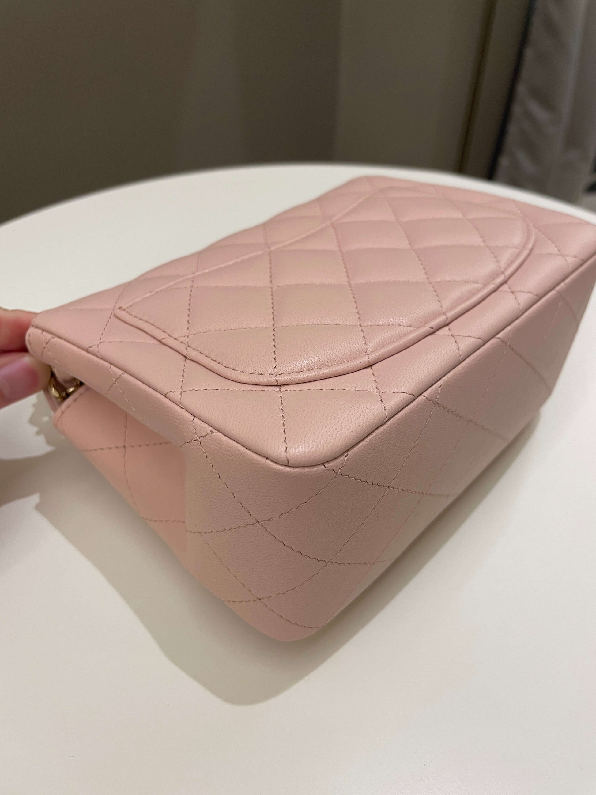 Chanel Classic Quilted Mini Square Light Pink Lambskin - Bags - 11