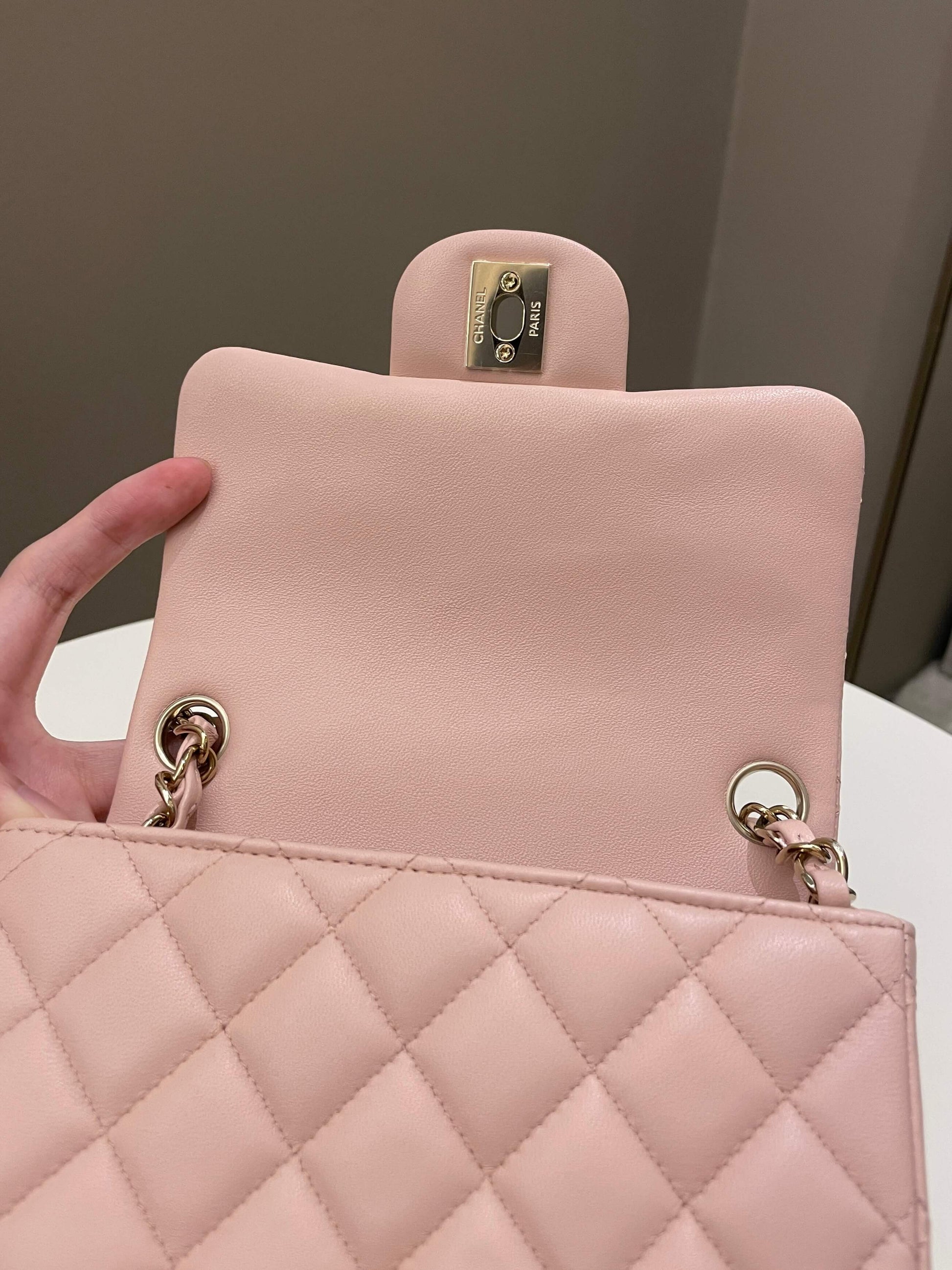 Chanel Classic Quilted Mini Square Light Pink Lambskin - Bags - 14