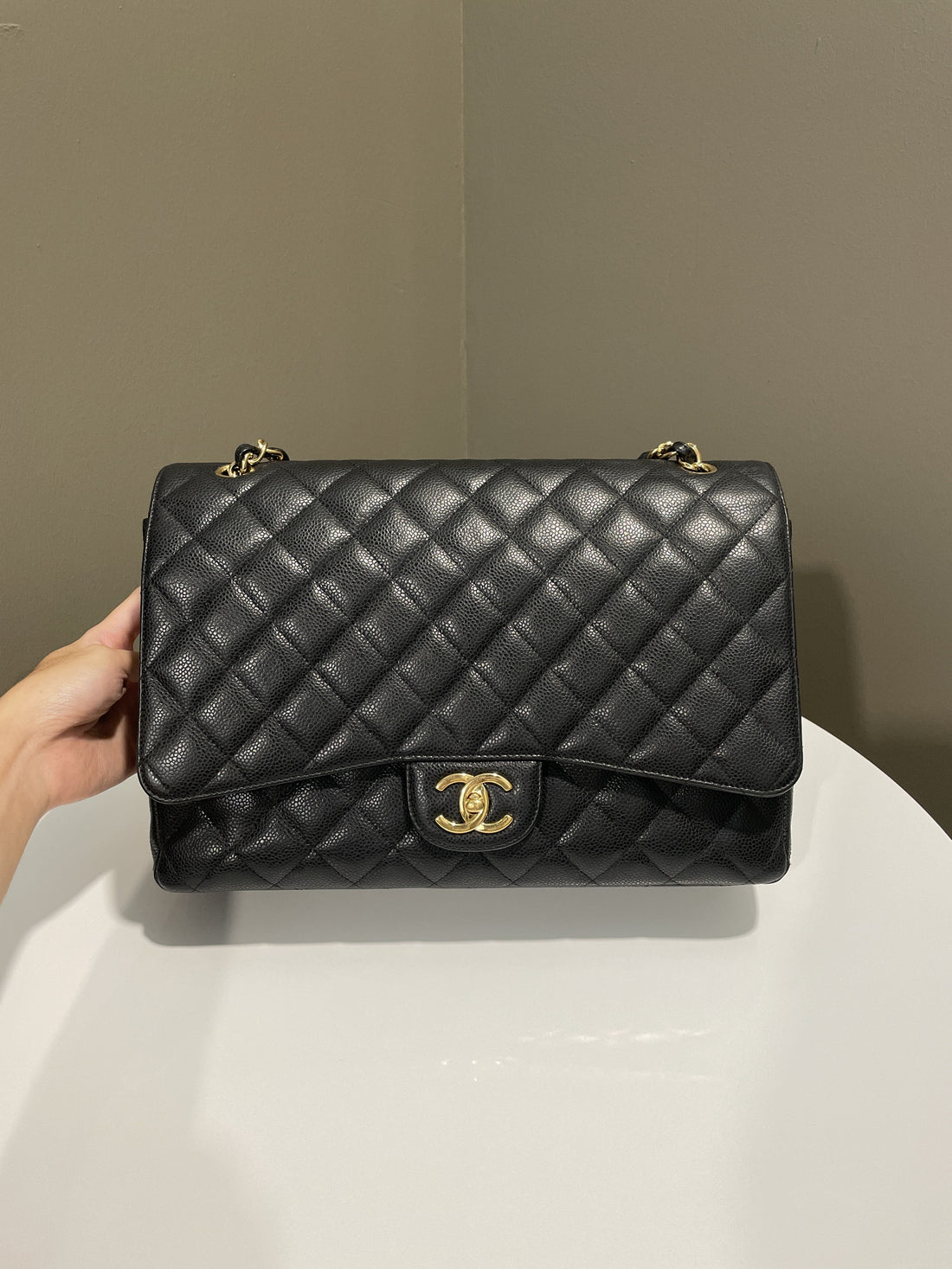 Chanel Classic Quilted Maxi Double Flap Black Caviar - Bags