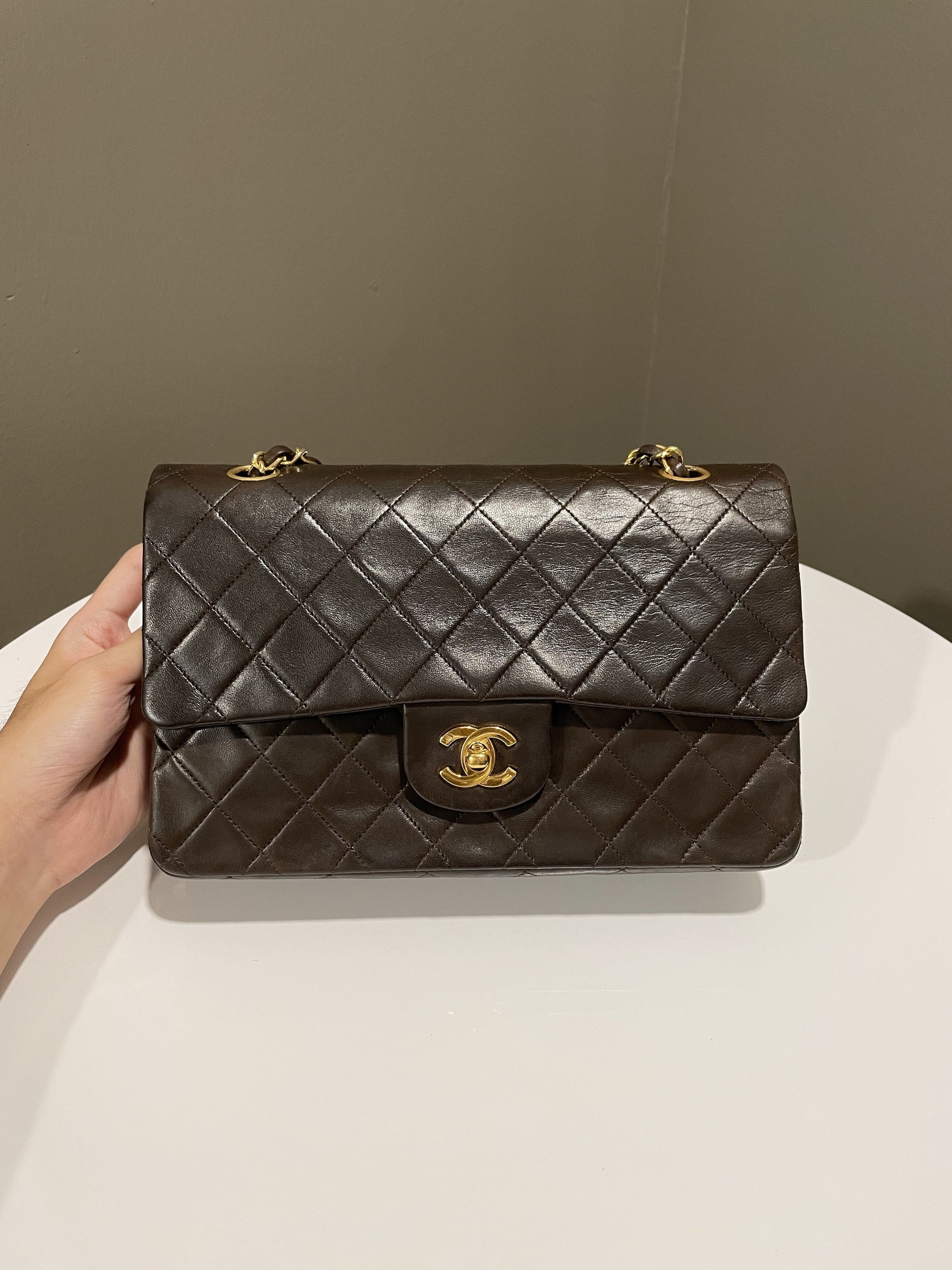 Chanel Vintage Classic Quilted Medium Double Flap Brown Lambskin - Bags - 2