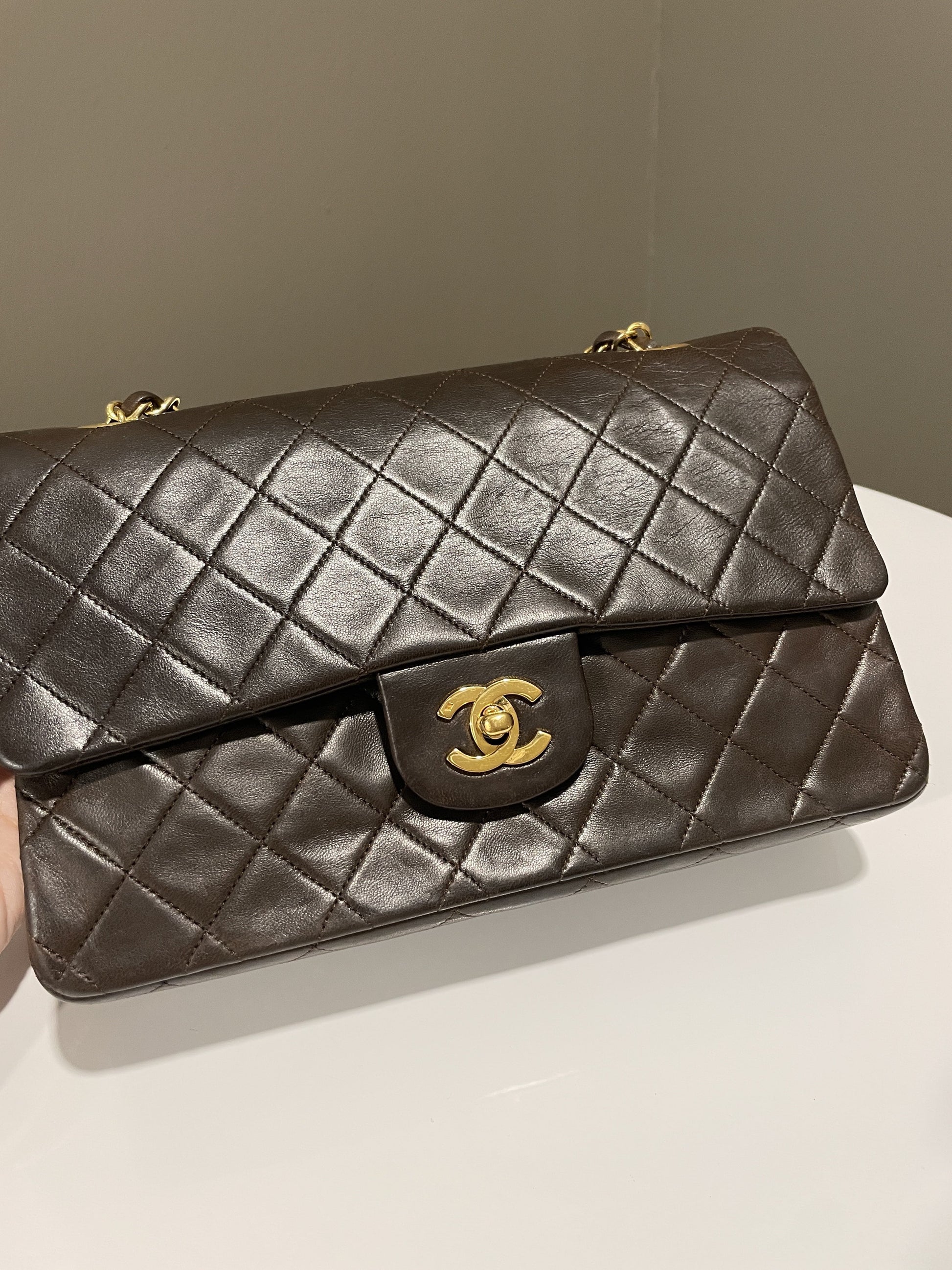 Chanel Vintage Classic Quilted Medium Double Flap Brown Lambskin - Bags
