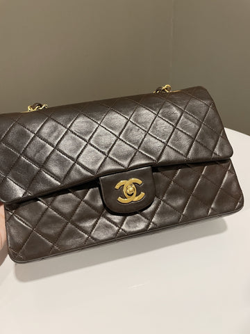 Chanel Vintage Classic Quilted Medium Double Flap Brown Lambskin - Bags