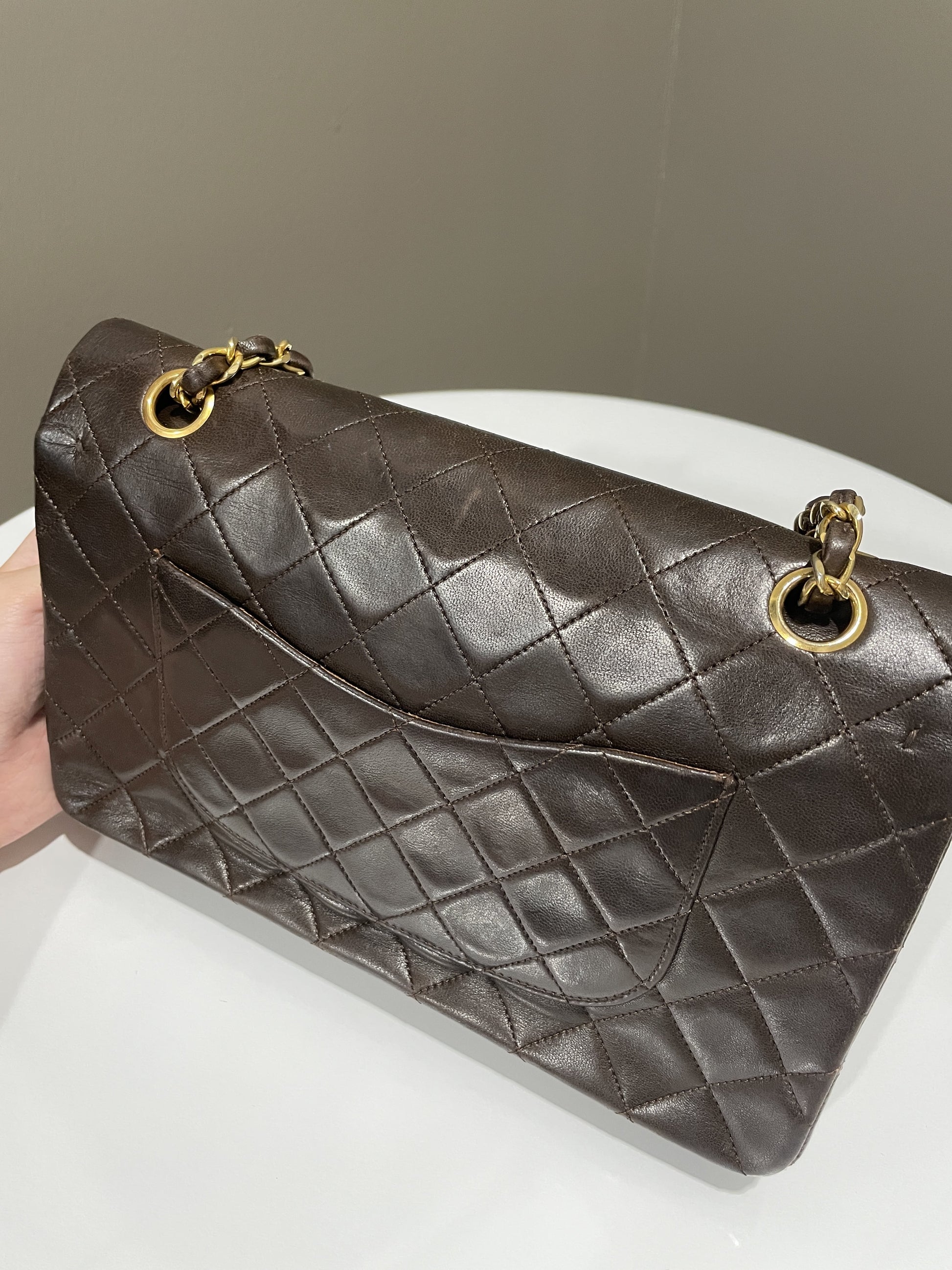 Chanel Vintage Classic Quilted Medium Double Flap Brown Lambskin - Bags - 4