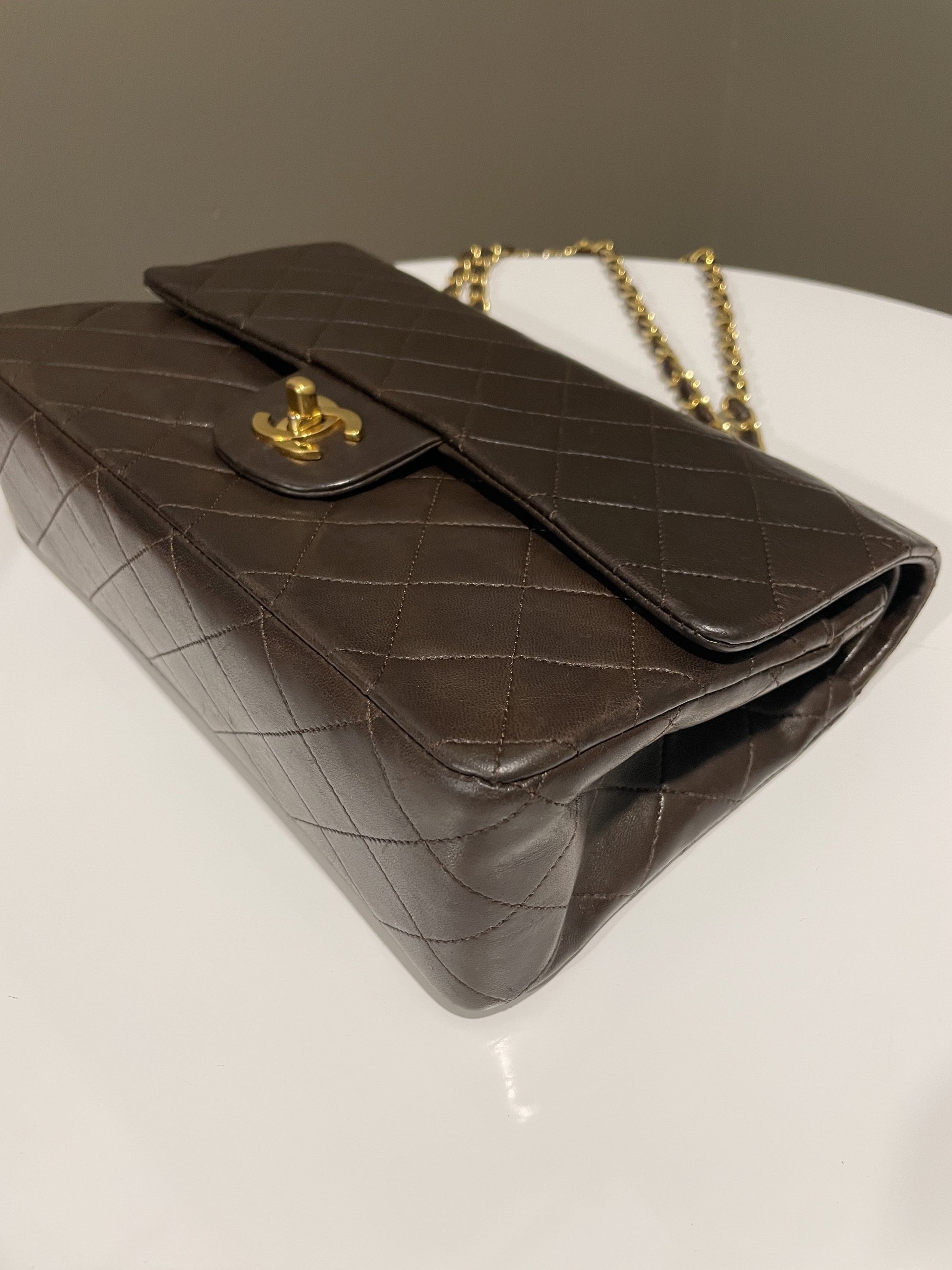 Chanel Vintage Classic Quilted Medium Double Flap Brown Lambskin - Bags - 9