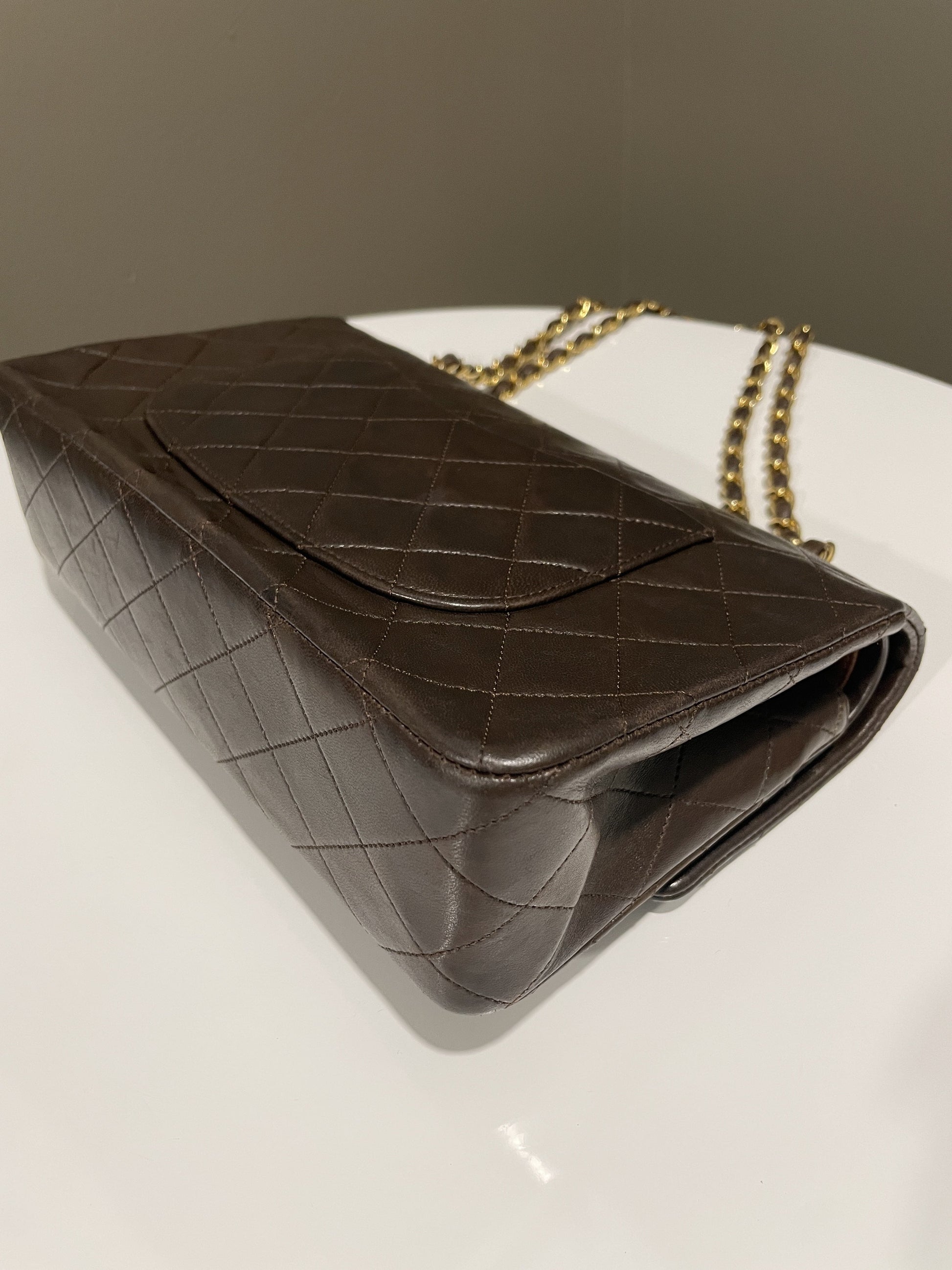 Chanel Vintage Classic Quilted Medium Double Flap Brown Lambskin - Bags - 11