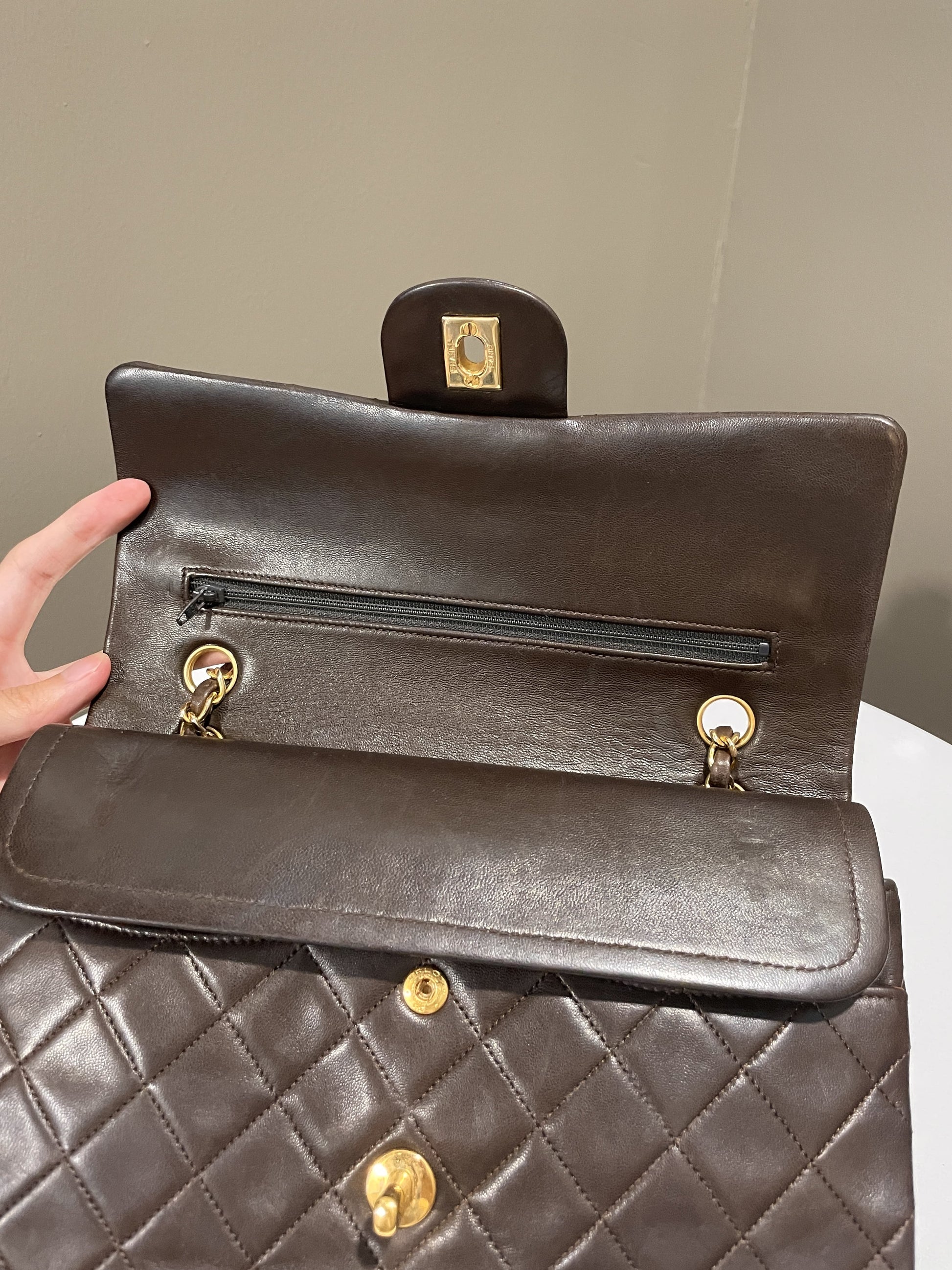 Chanel Vintage Classic Quilted Medium Double Flap Brown Lambskin - Bags - 13