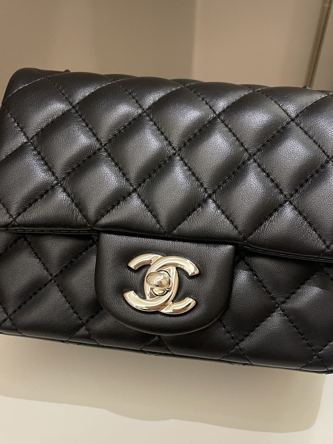 Chanel Classic Quilted Mini Square Black Lambskin - Bags