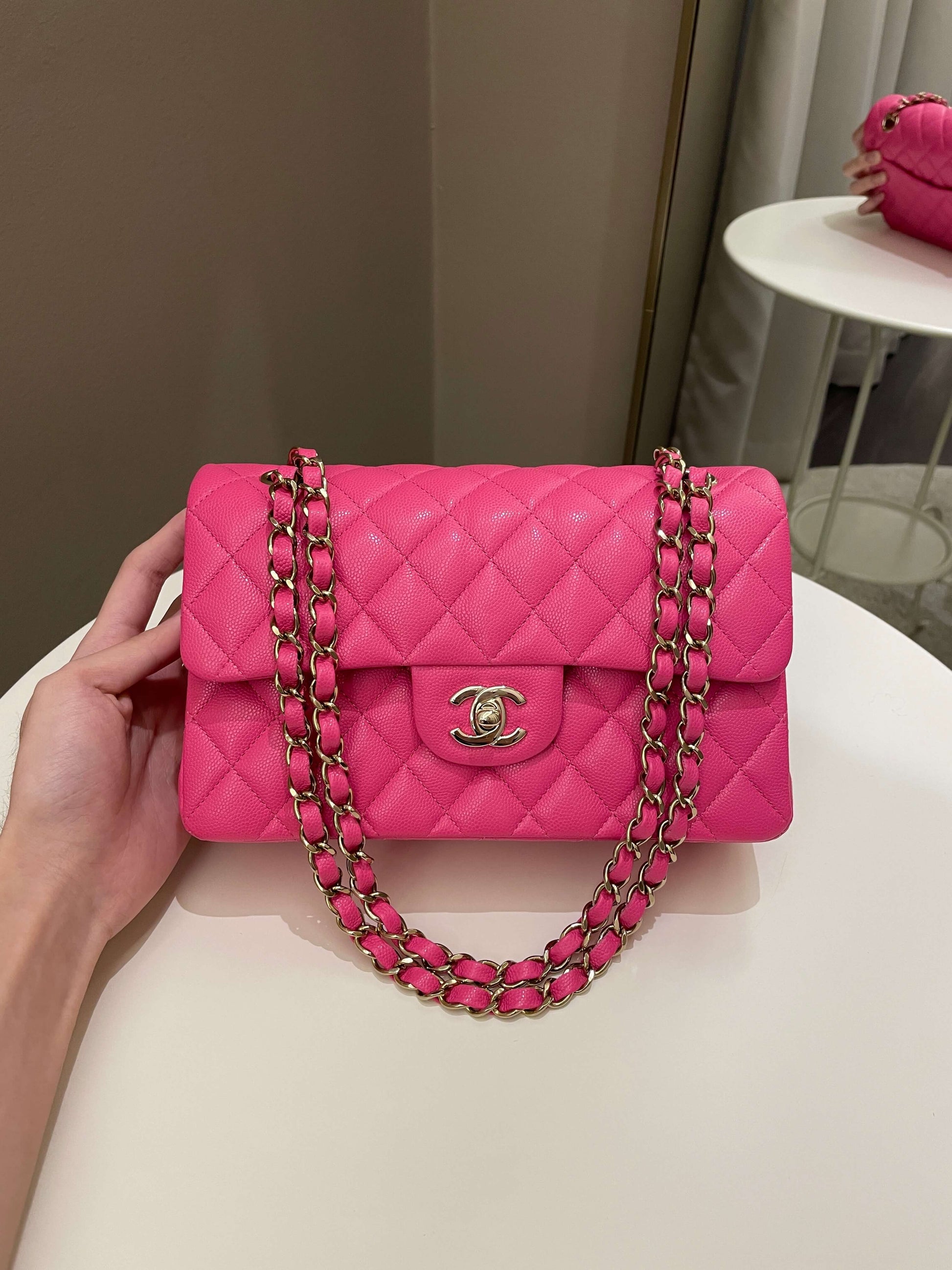 Chanel Classic Quilted Small Double Flap Candy Pink Caviar - Bags - 21